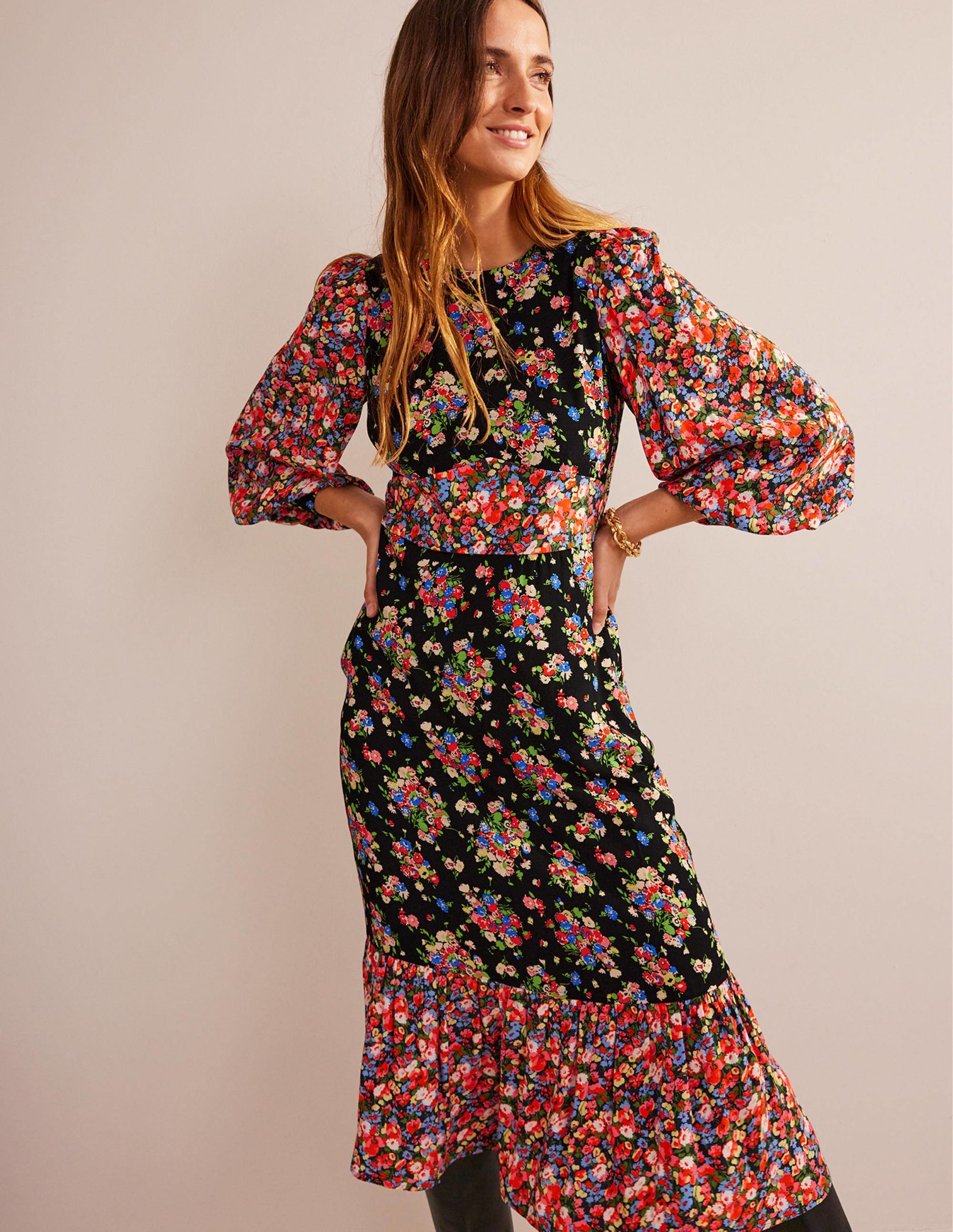 Ruby Remix Contrasting Dress-Black, Wild Cluster - Image 1