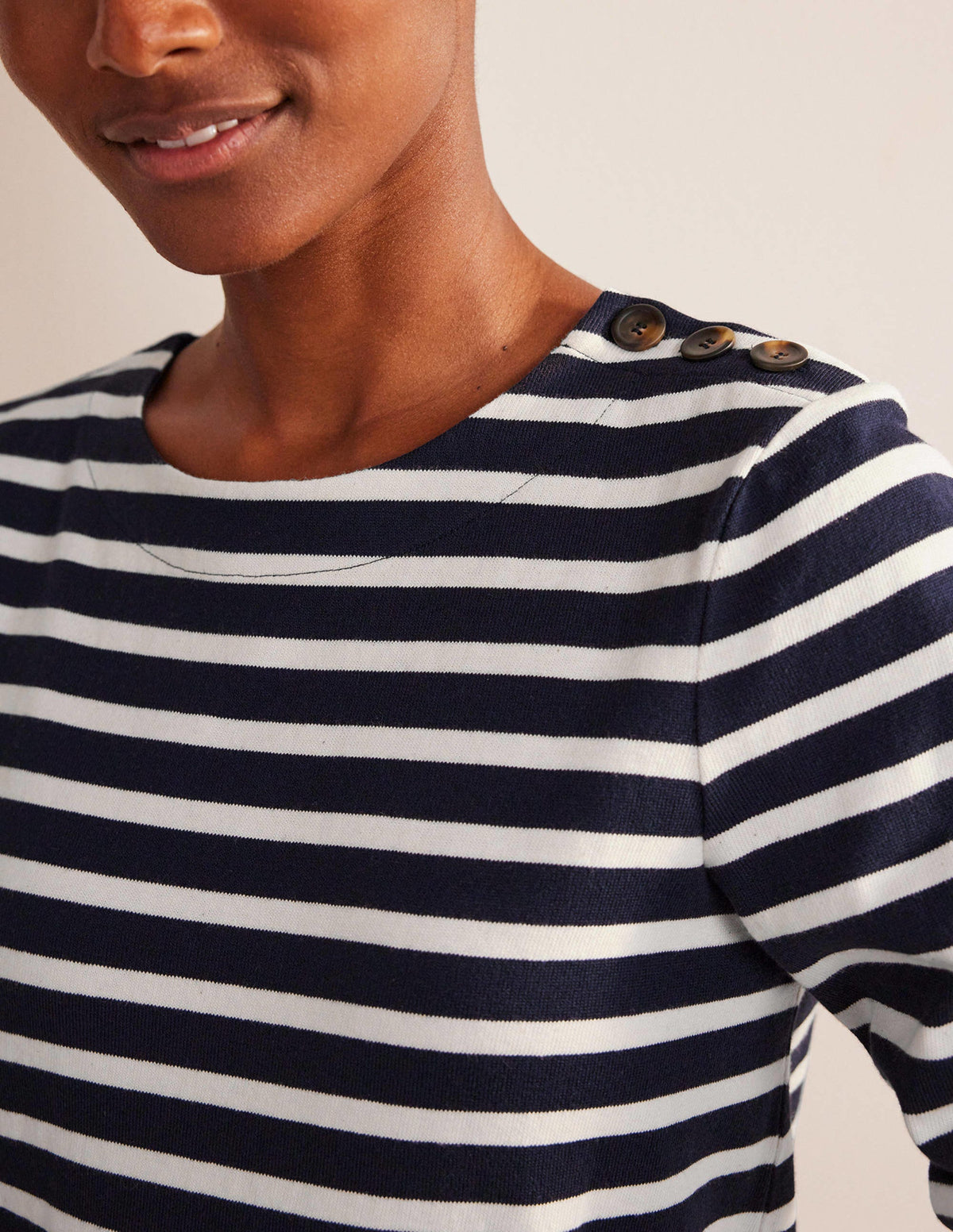 Sophie Breton Jersey Dress-Navy, Ivory Stripe-2