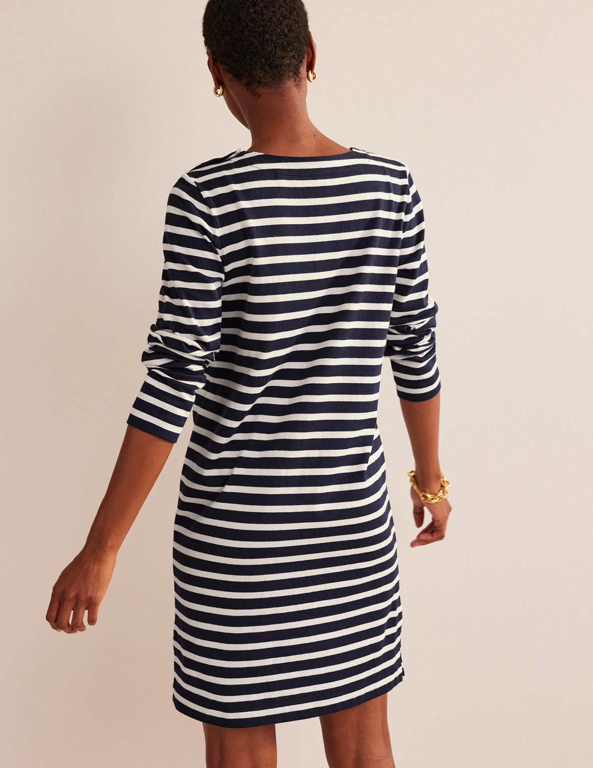 Sophie Breton Jersey Dress-Navy, Ivory Stripe - Image 3