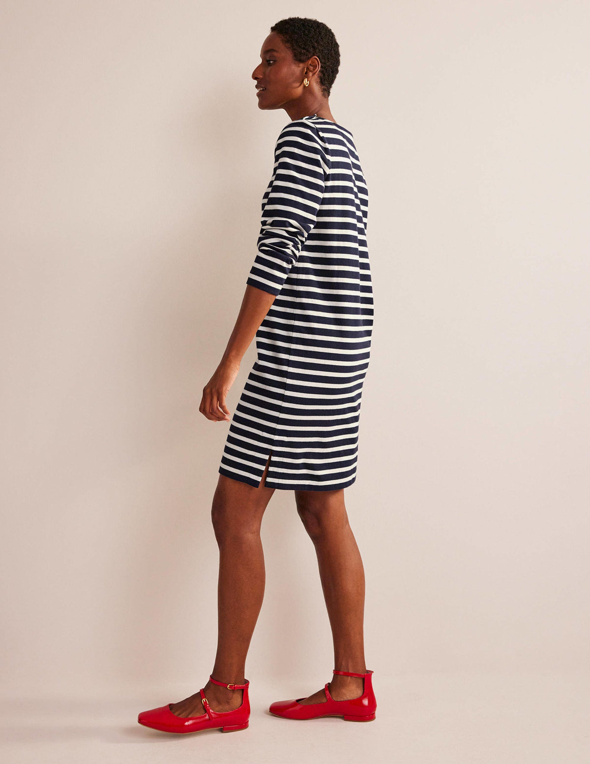 Sophie Breton Jersey Dress-Navy, Ivory Stripe-4