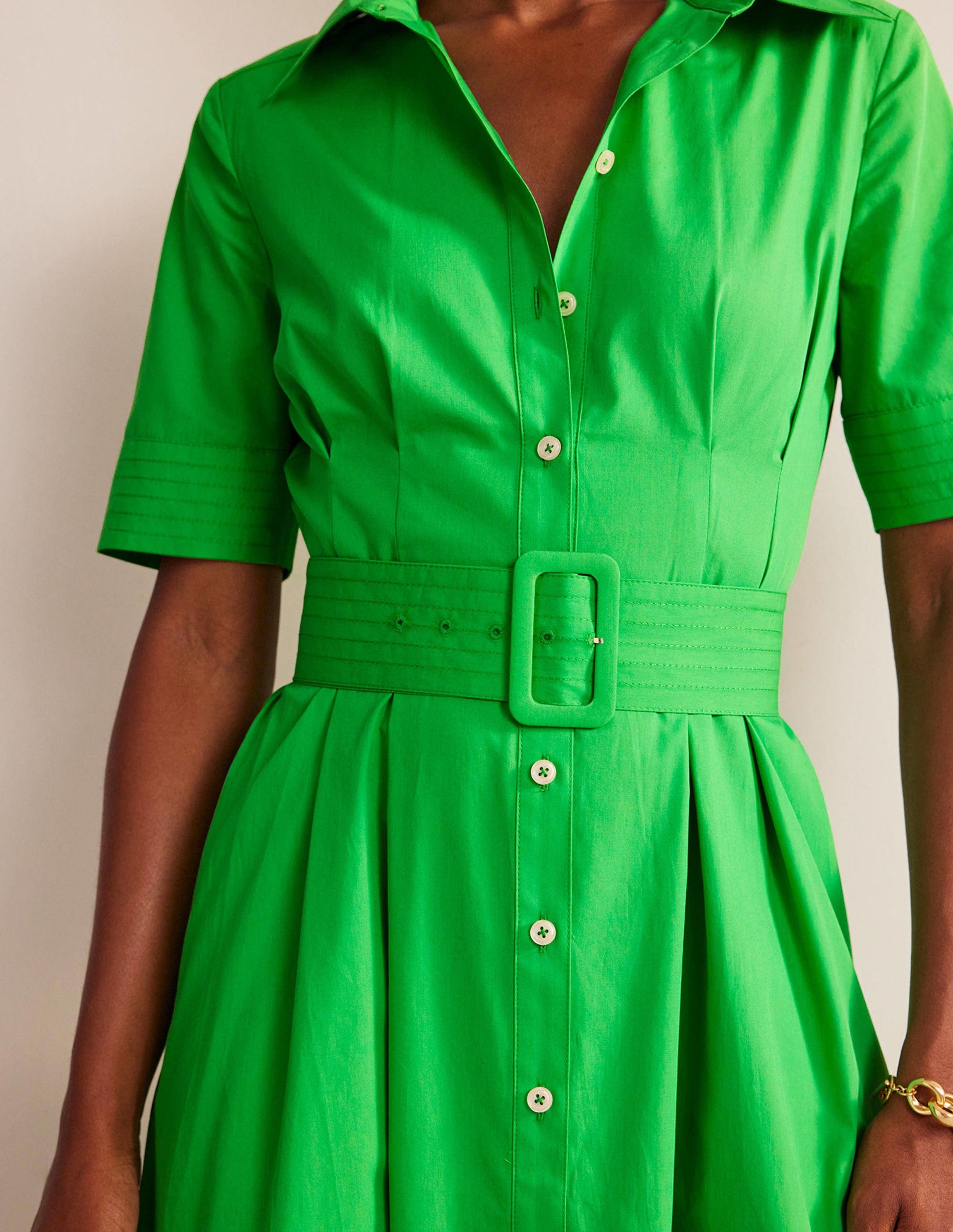 Pippa Midi Shirt Dress-Bright Green-2