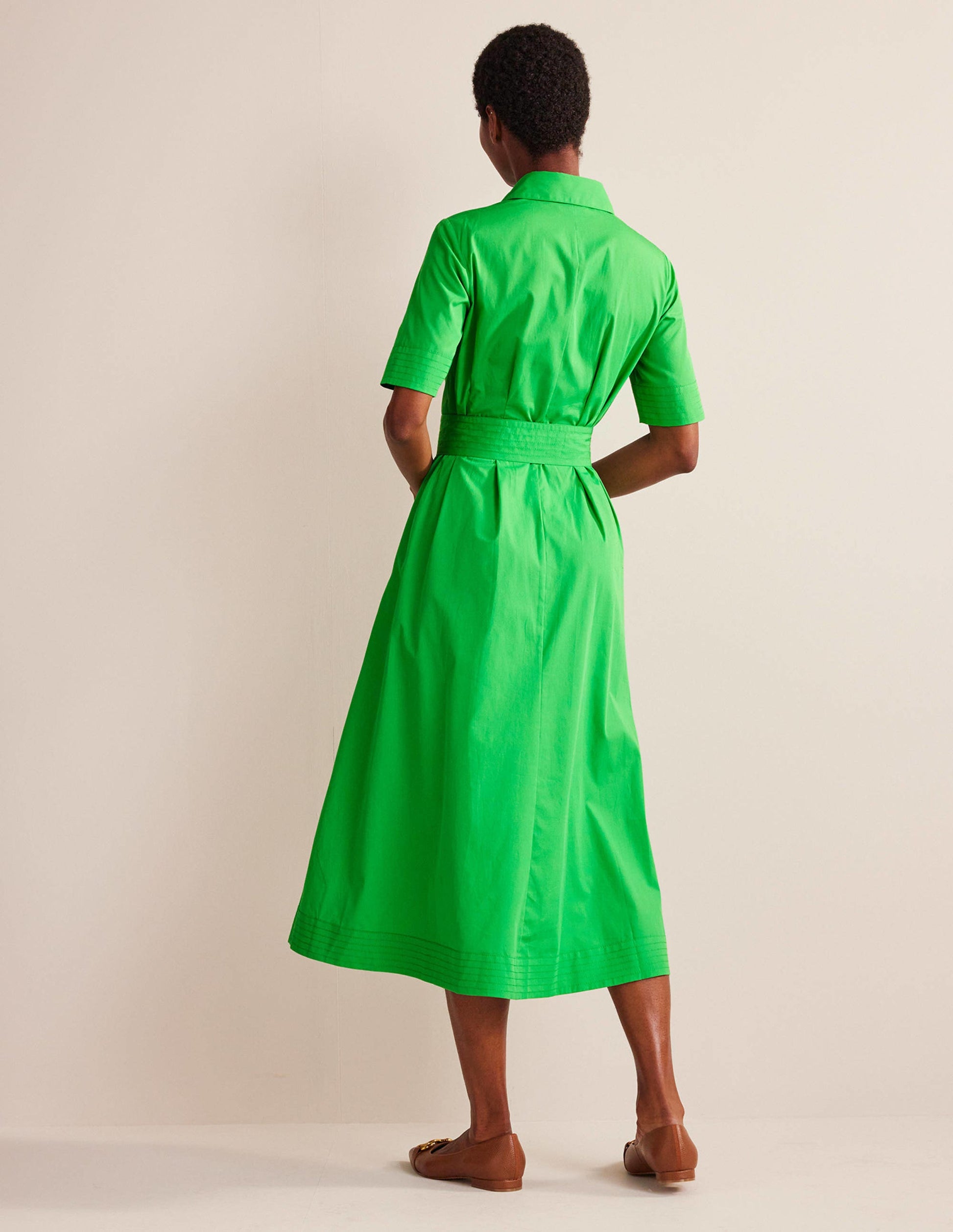 Pippa Midi Shirt Dress-Bright Green-3