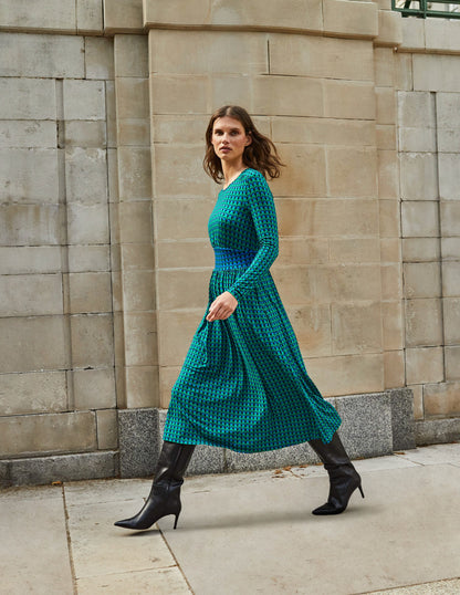 Thea Long Sleeve Midi Dress-Veridian Green, Geo Charm-7