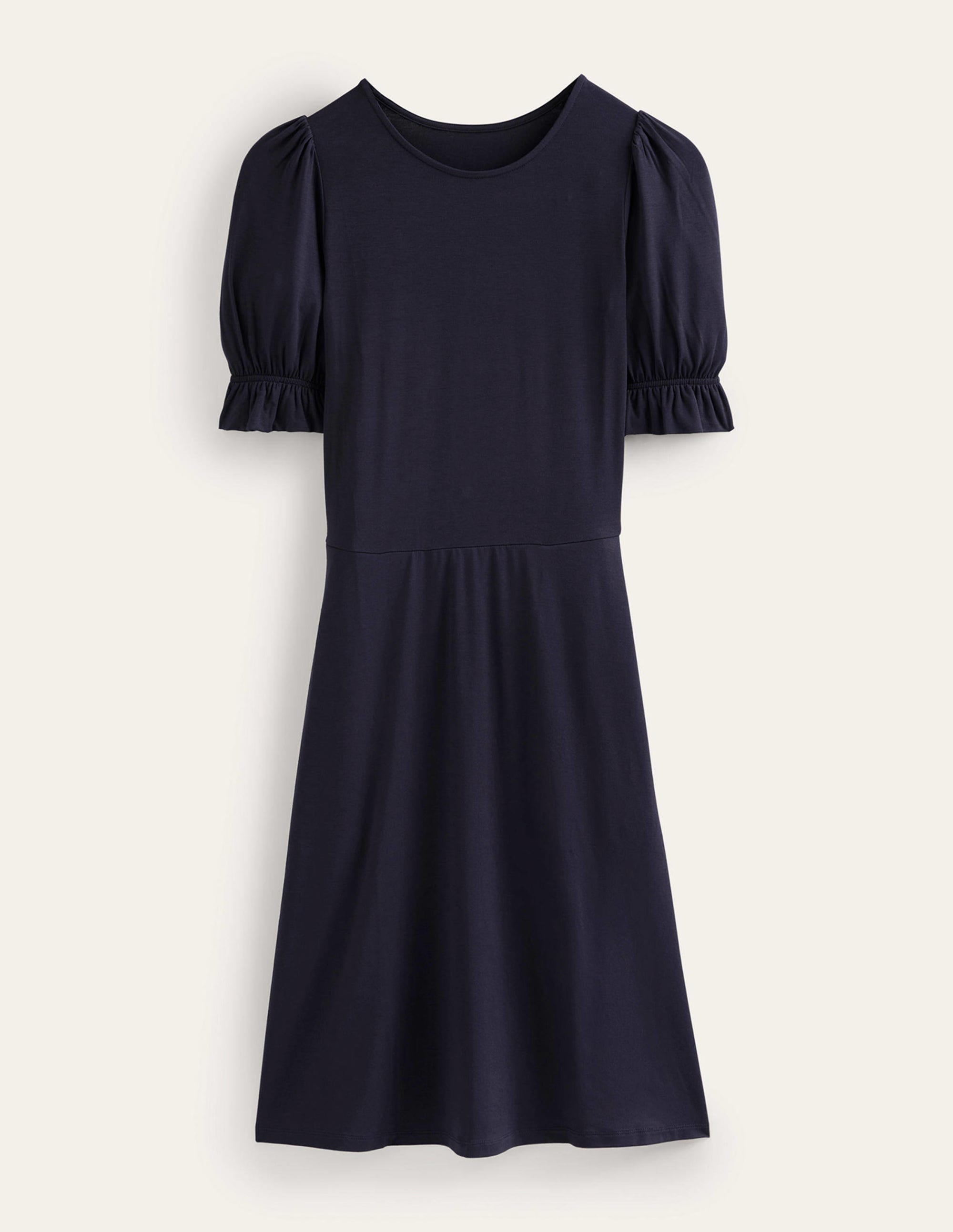 Puff Sleeve Jersey Mini Dress-Navy - Image 5