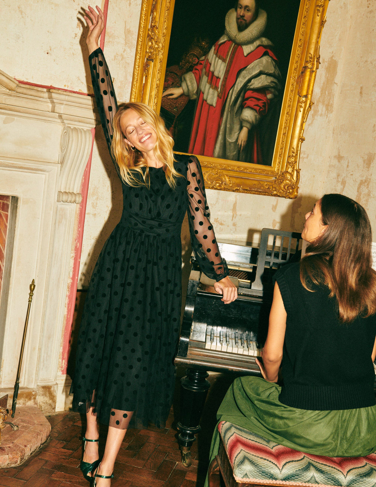 Tulle Spot Midi Dress-Black Spot - Image 5