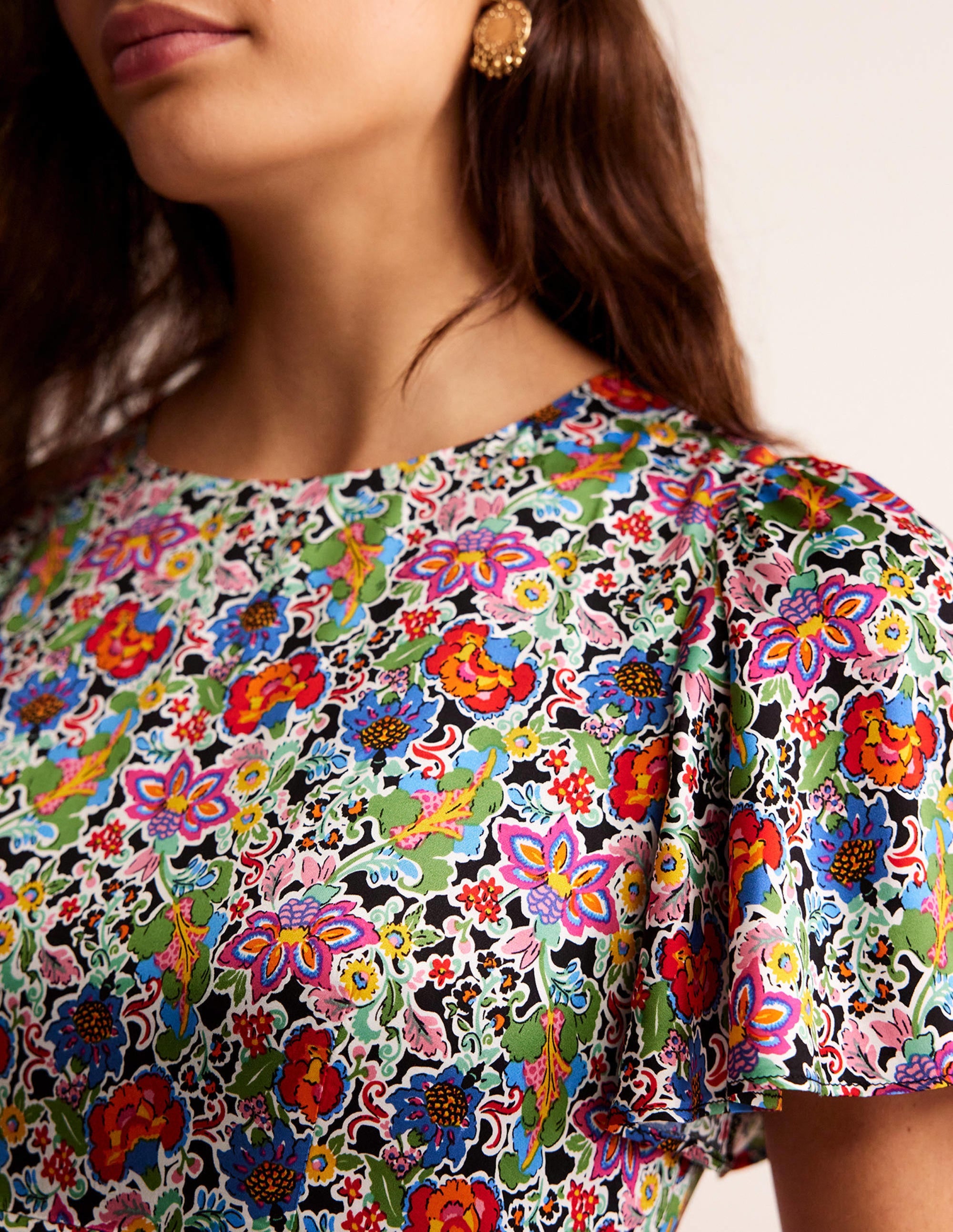 Tiered Flutter Tea Dress-Multi, Carnation Garden - Image 2