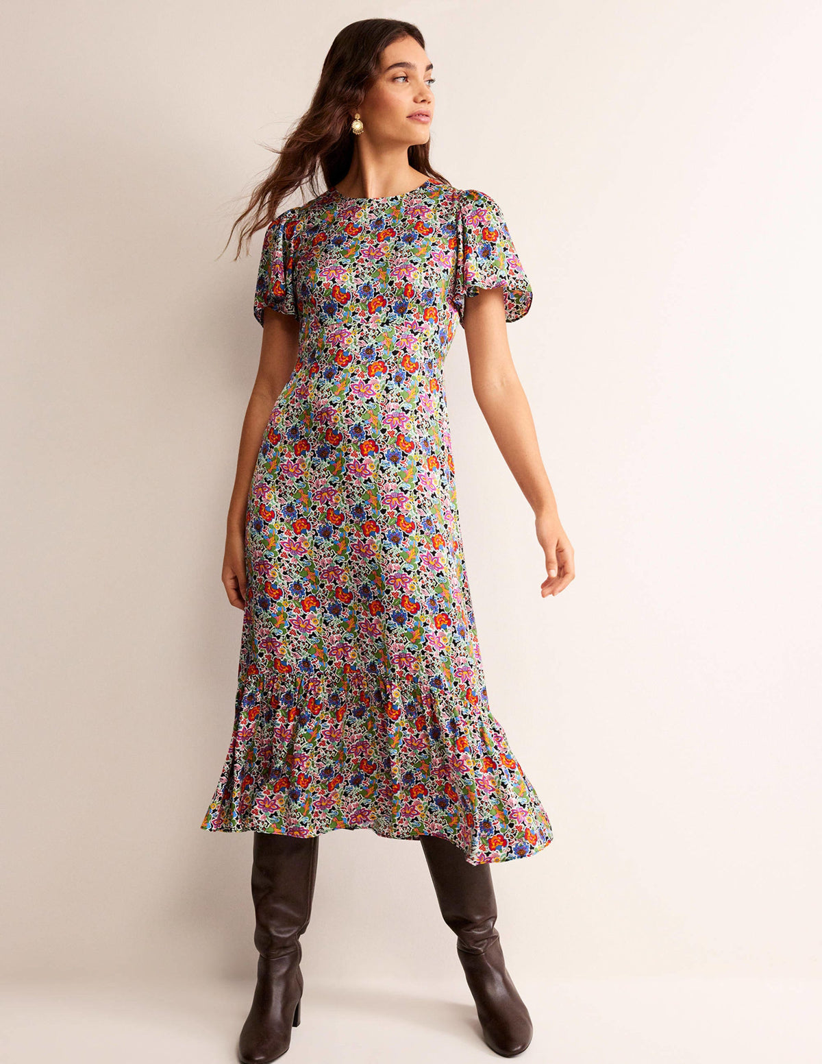 Tiered Flutter Tea Dress-Multi, Carnation Garden - Image 4