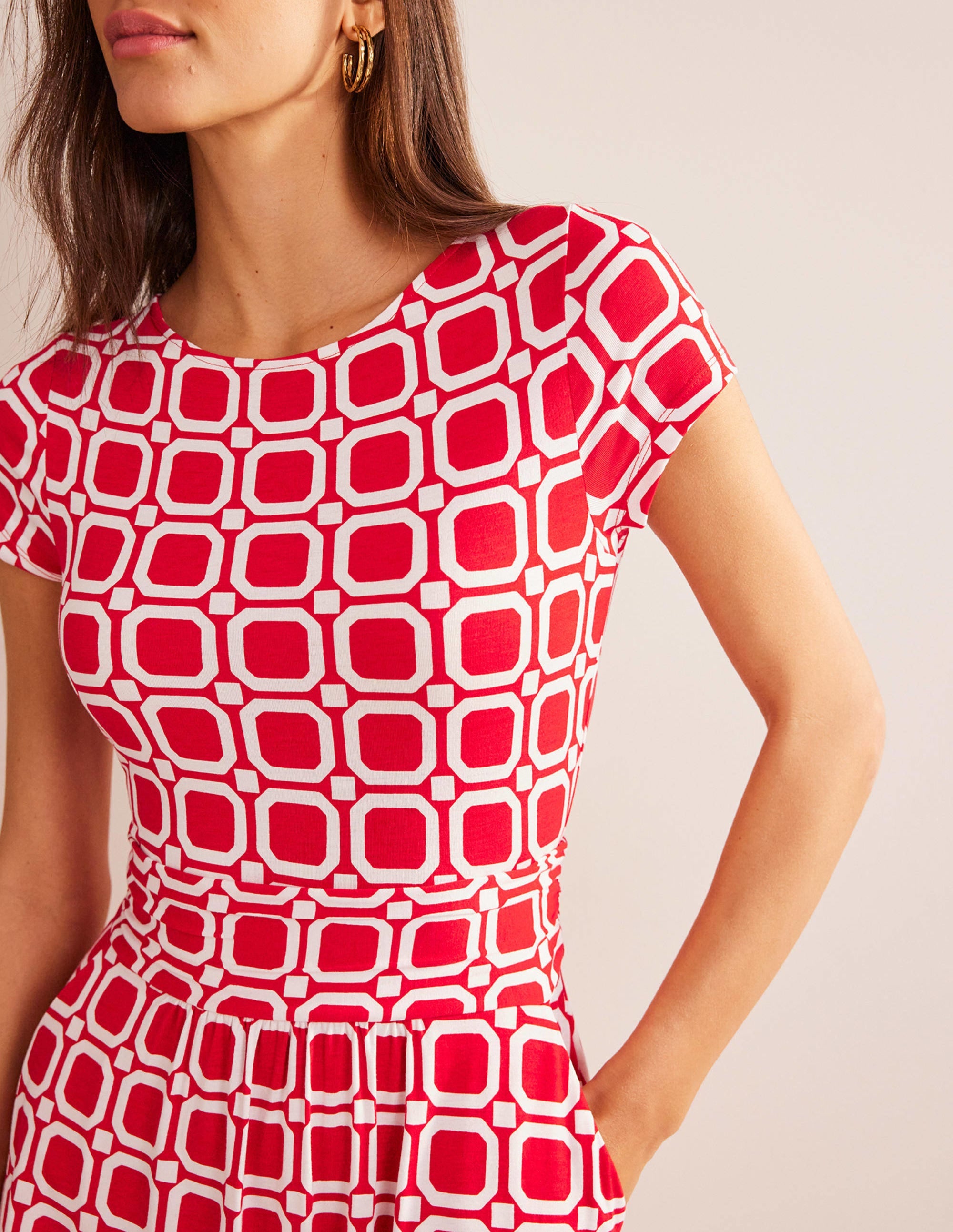 Amelie Jersey Dress-Hot Pepper, Block Cube - Image 2