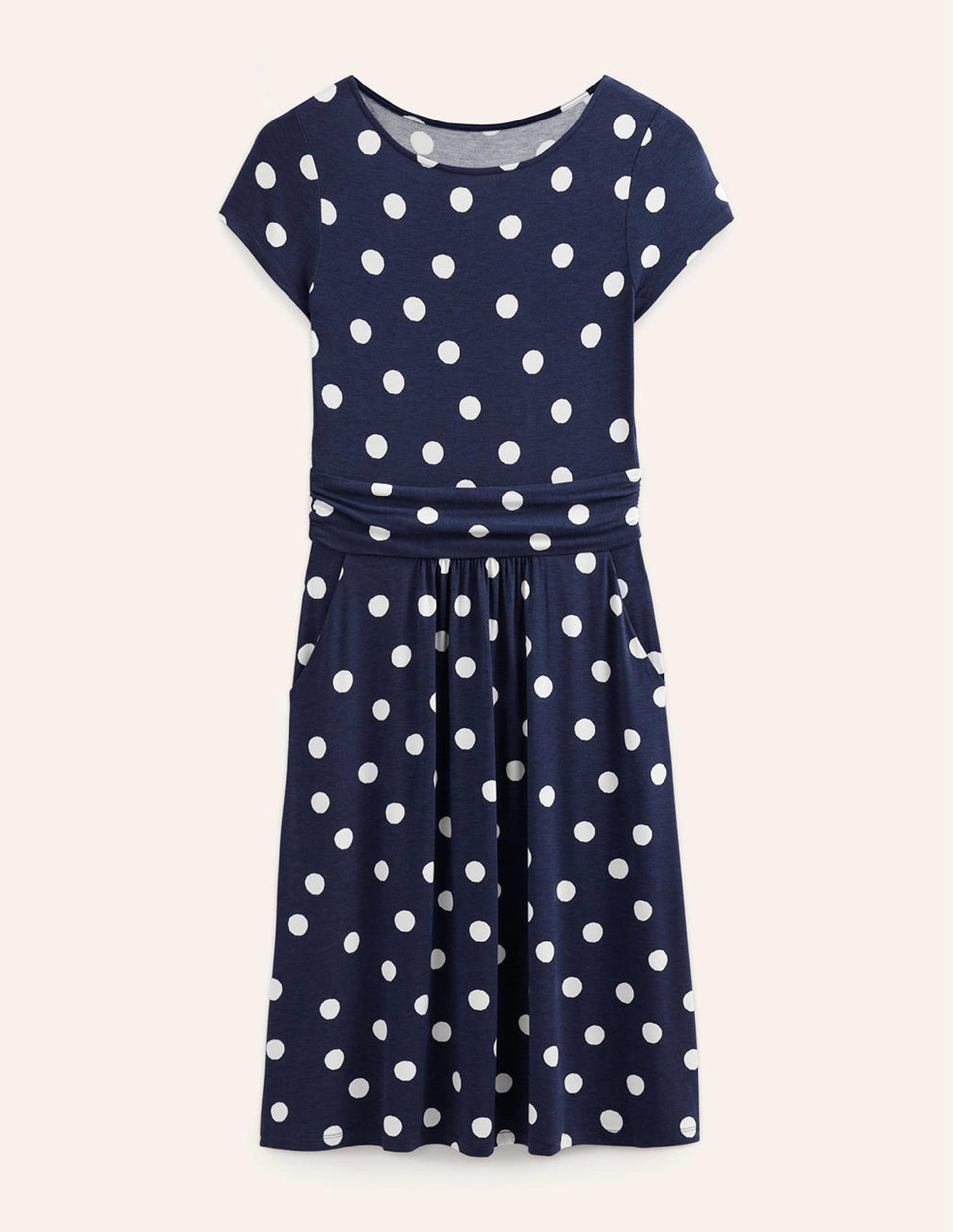 Amelie Jersey Dress-French Navy, Painterly Spot-7