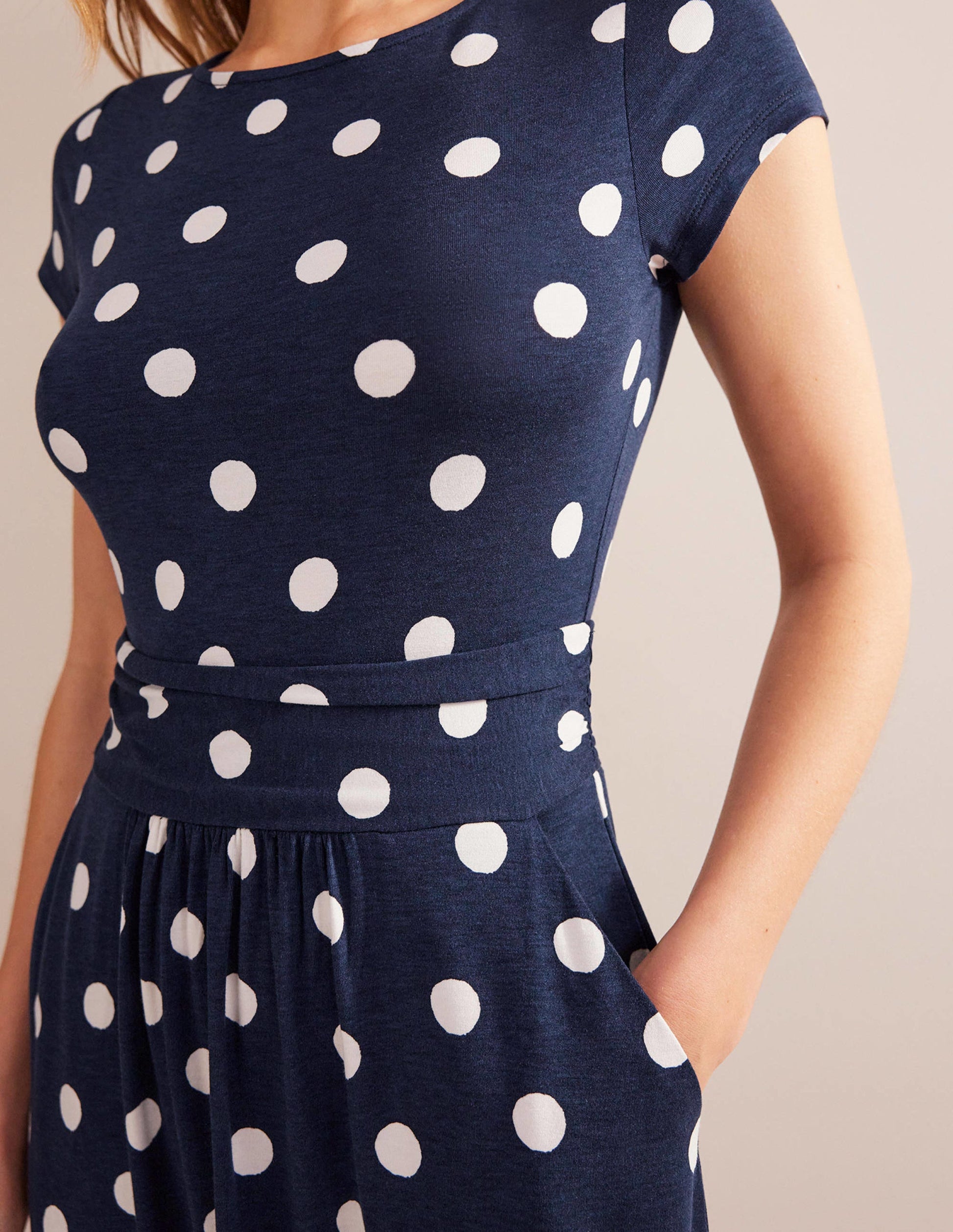 Amelie Jersey Dress-French Navy, Painterly Spot-2