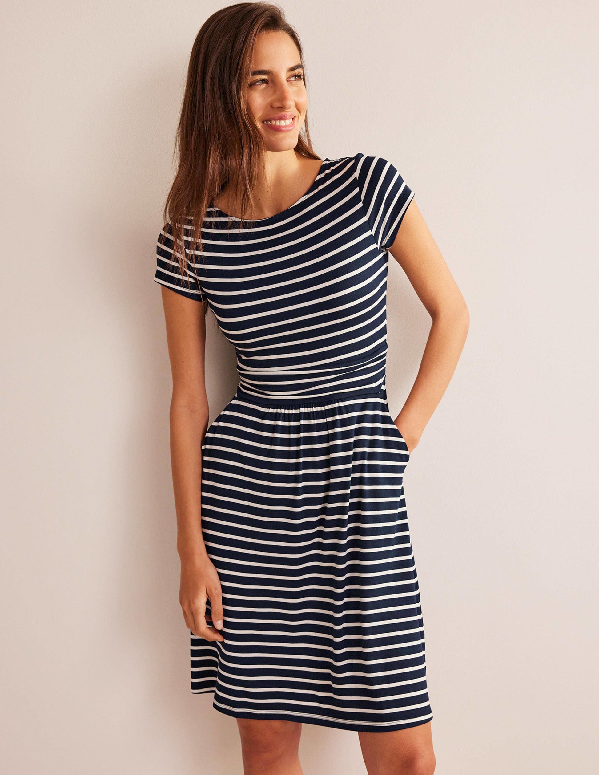 Amelie Jersey Dress-Navy/Ivory-1