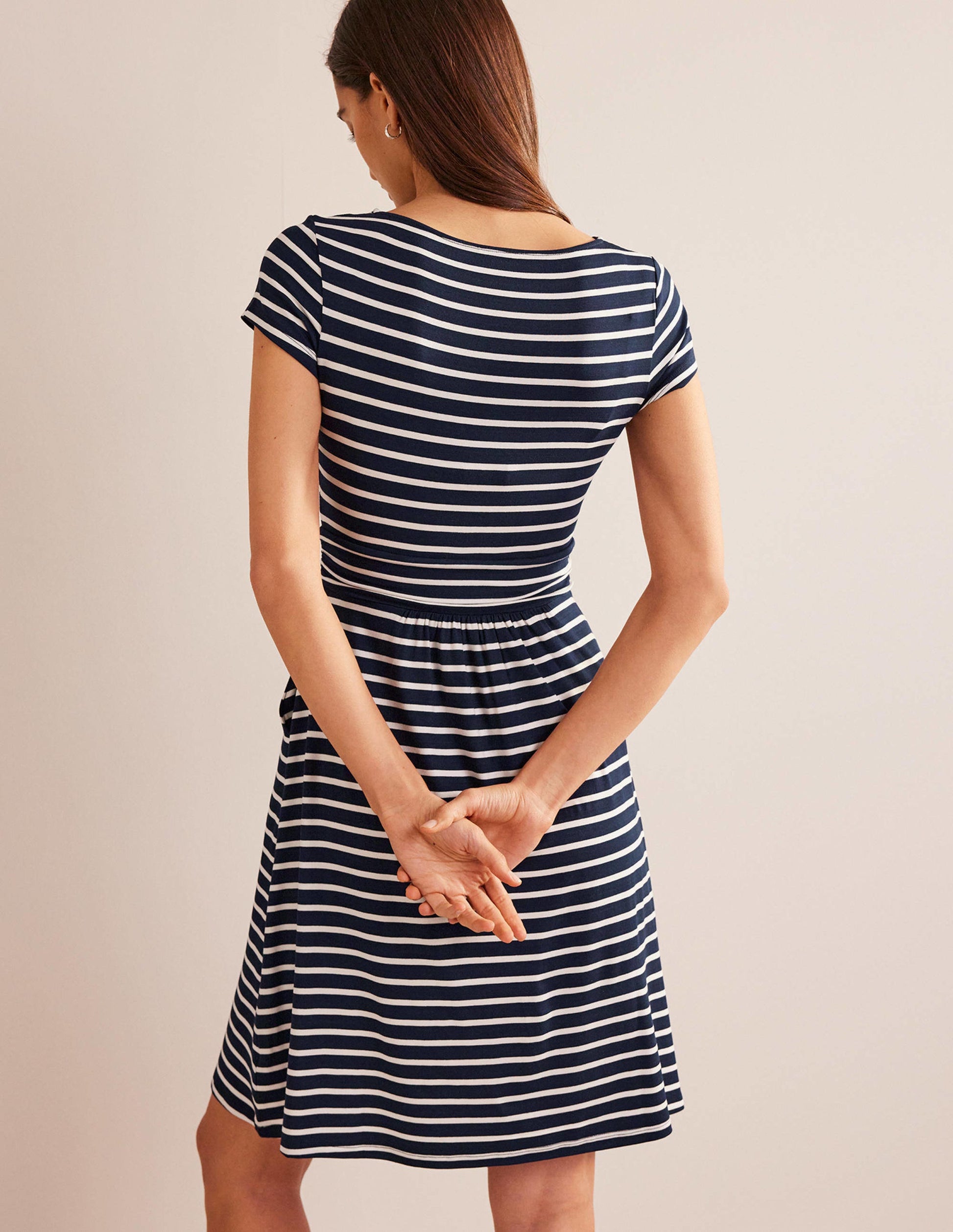 Amelie Jersey Dress-Navy/Ivory-3