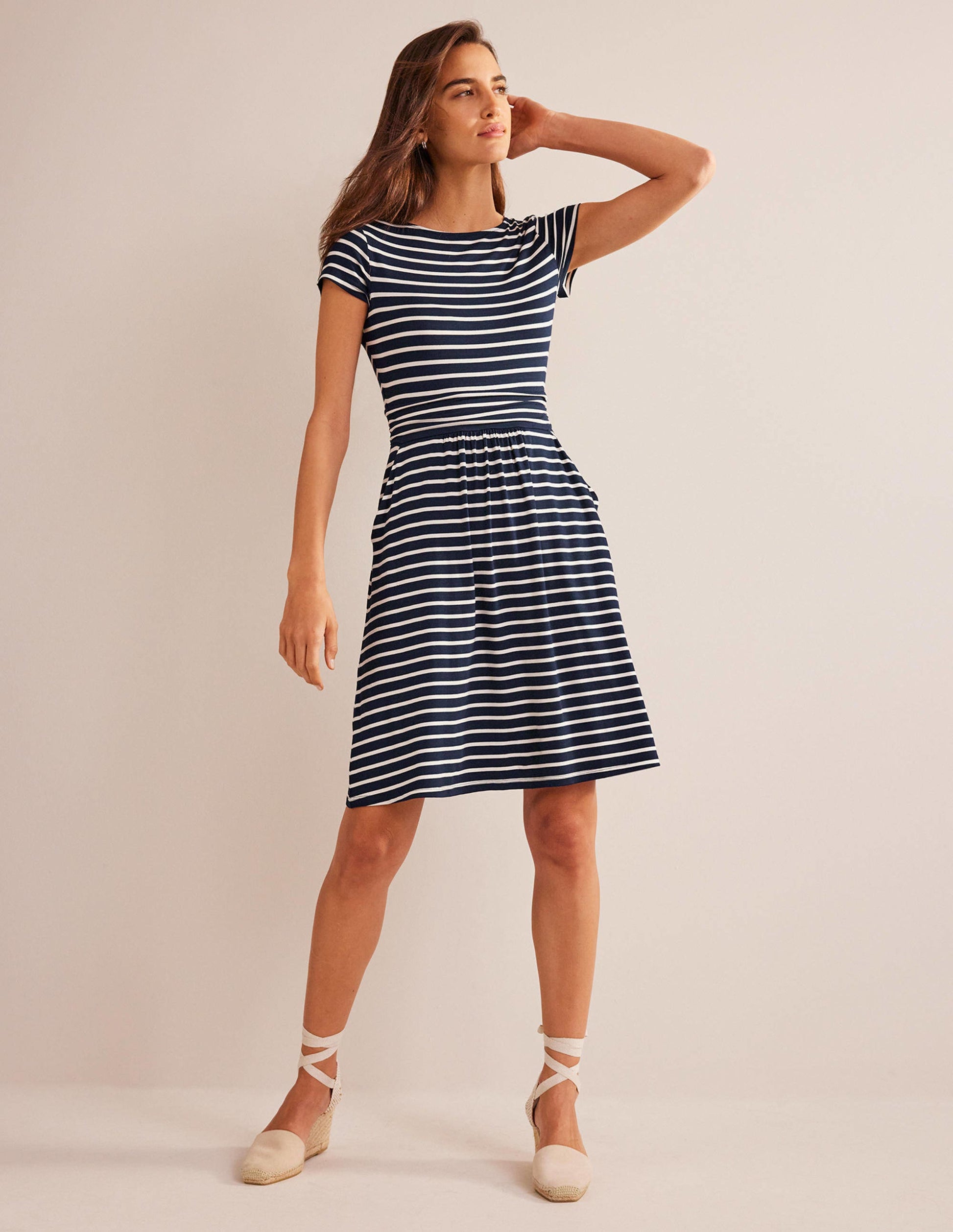 Amelie Jersey Dress-Navy/Ivory-4