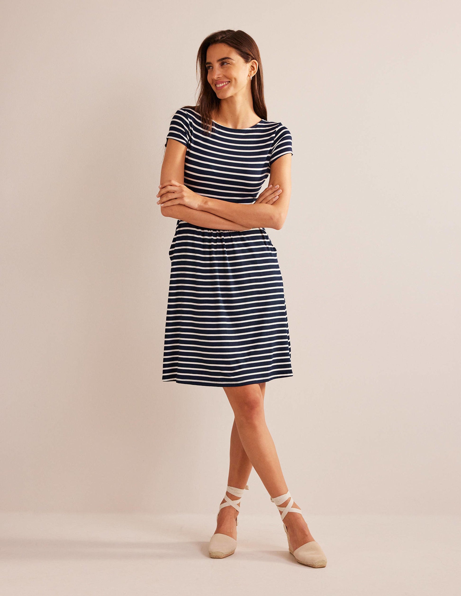 Amelie Jersey Dress-Navy/Ivory-5