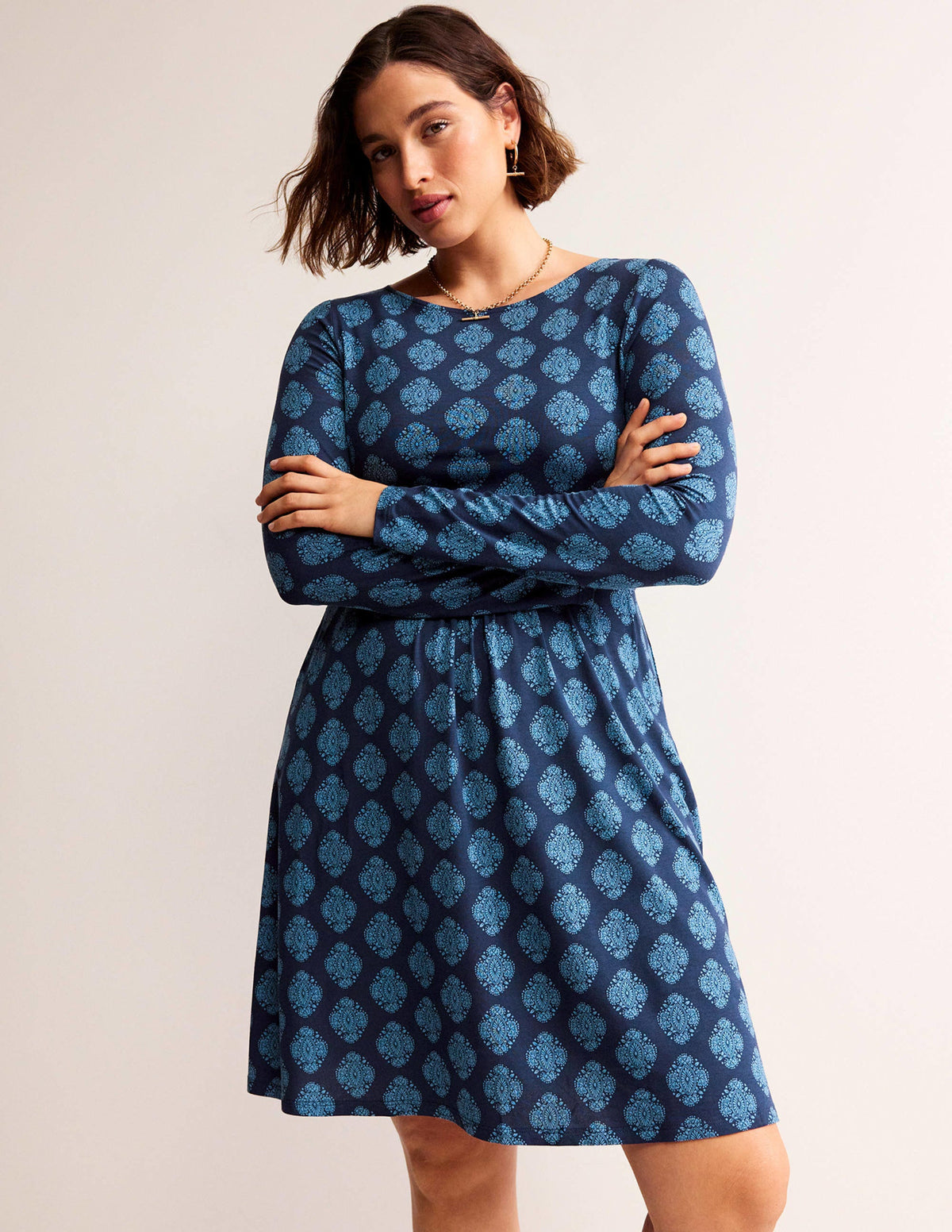 Abigail Jersey Dress-French Navy, Mosaic - Image 5