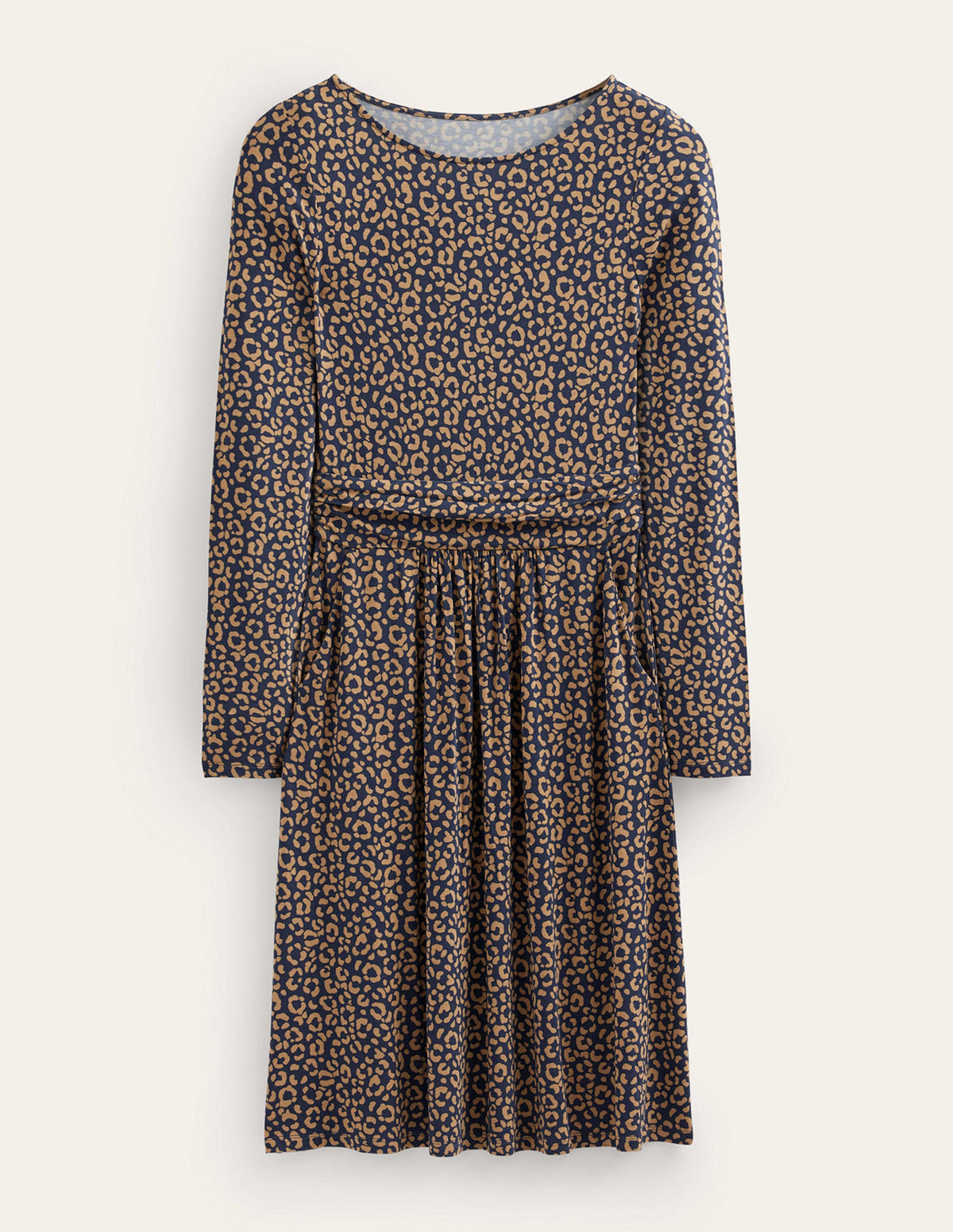 Abigail Jersey Dress-Camel, Animal Stamp - Image 5