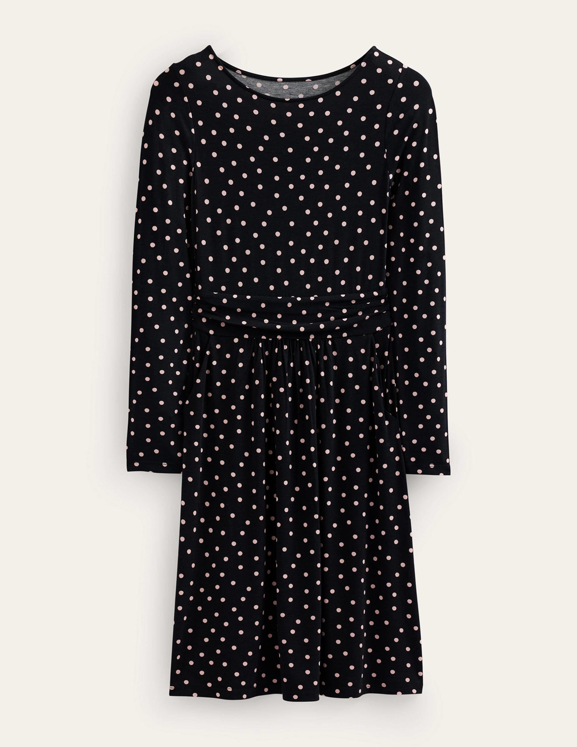 Abigail Jersey Dress-Black and Milkshake, Spot - Image 7