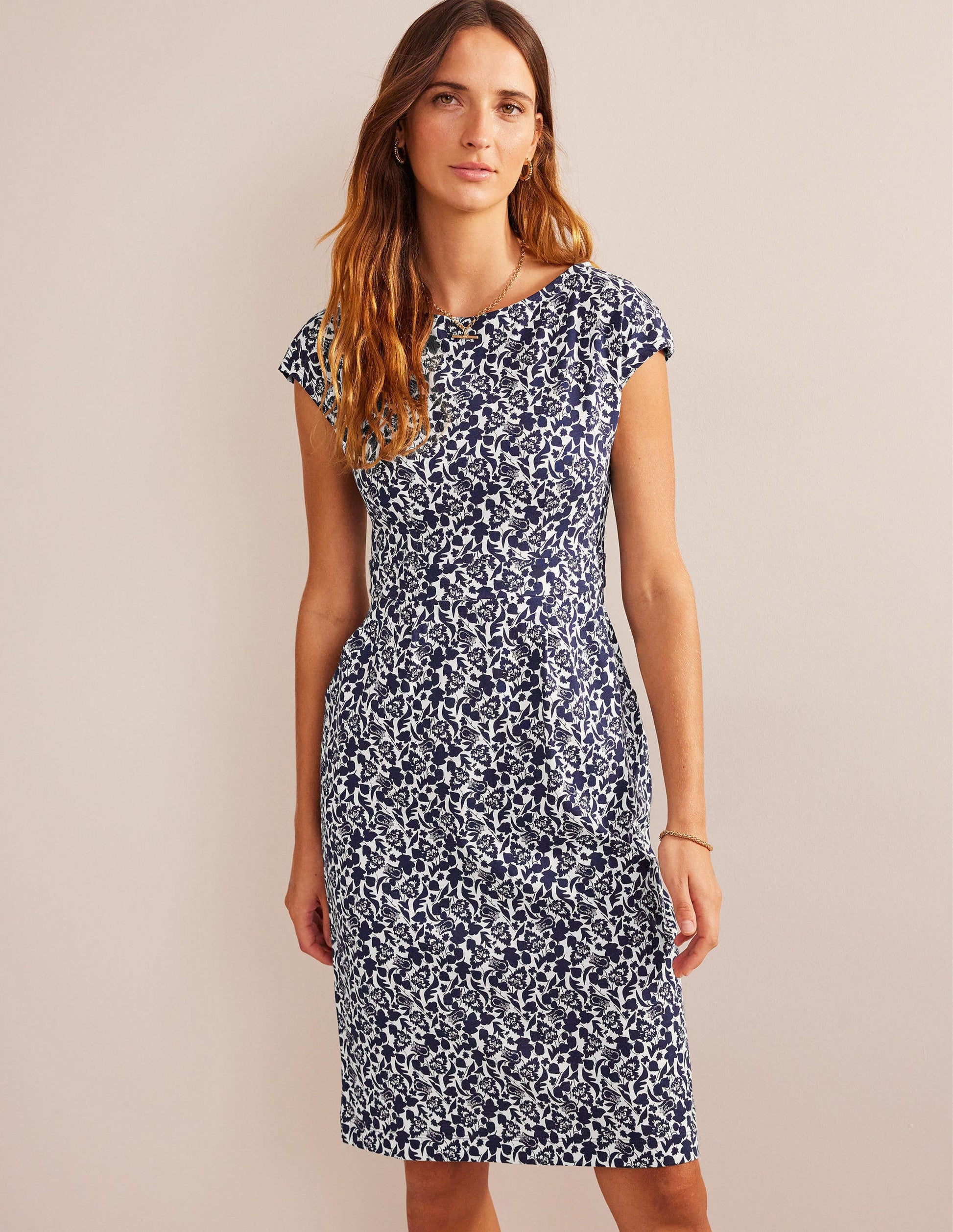 Florrie Jersey Dress-French Navy, Tulip Bloom-1