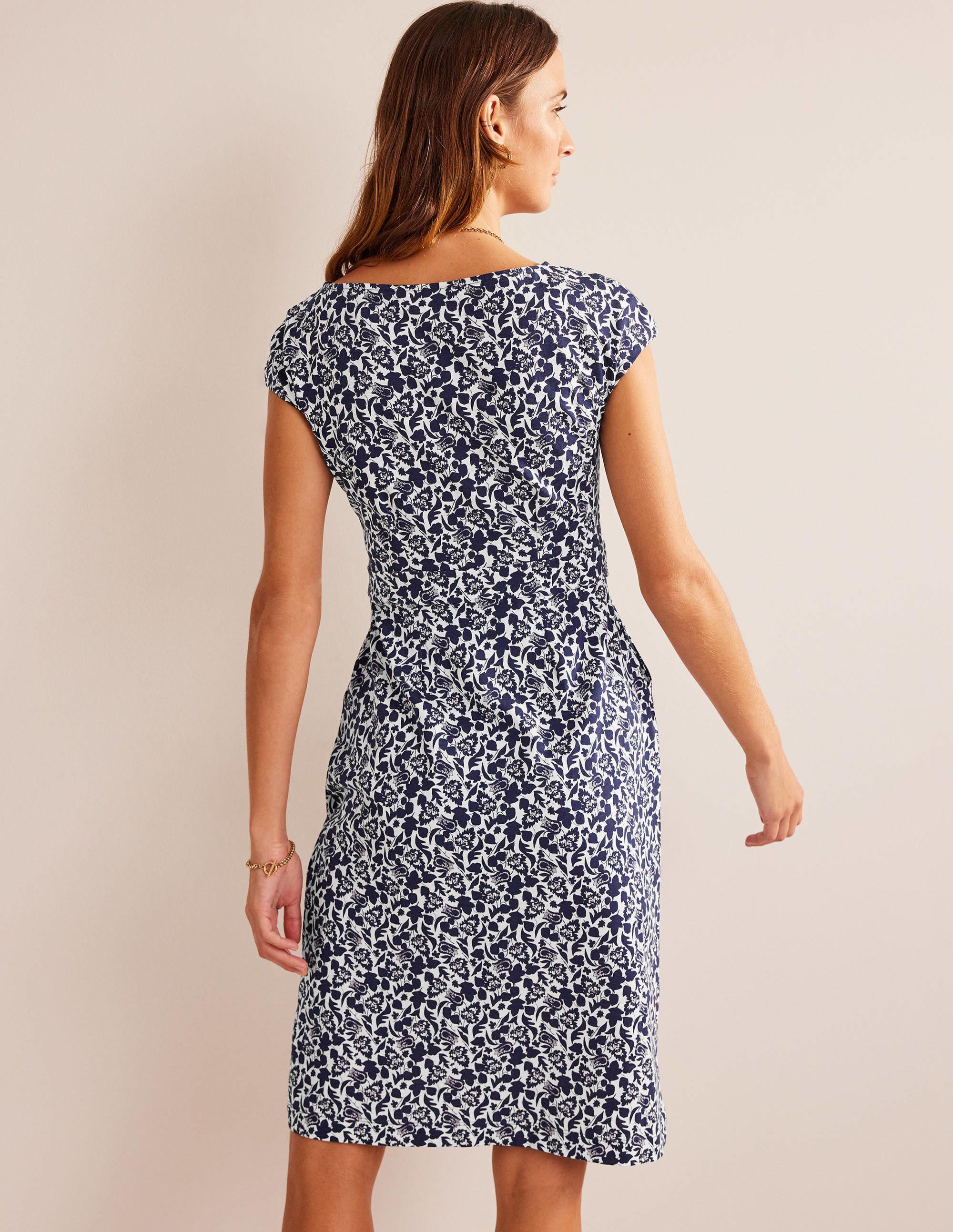 Florrie Jersey Dress-French Navy, Tulip Bloom - Image 3
