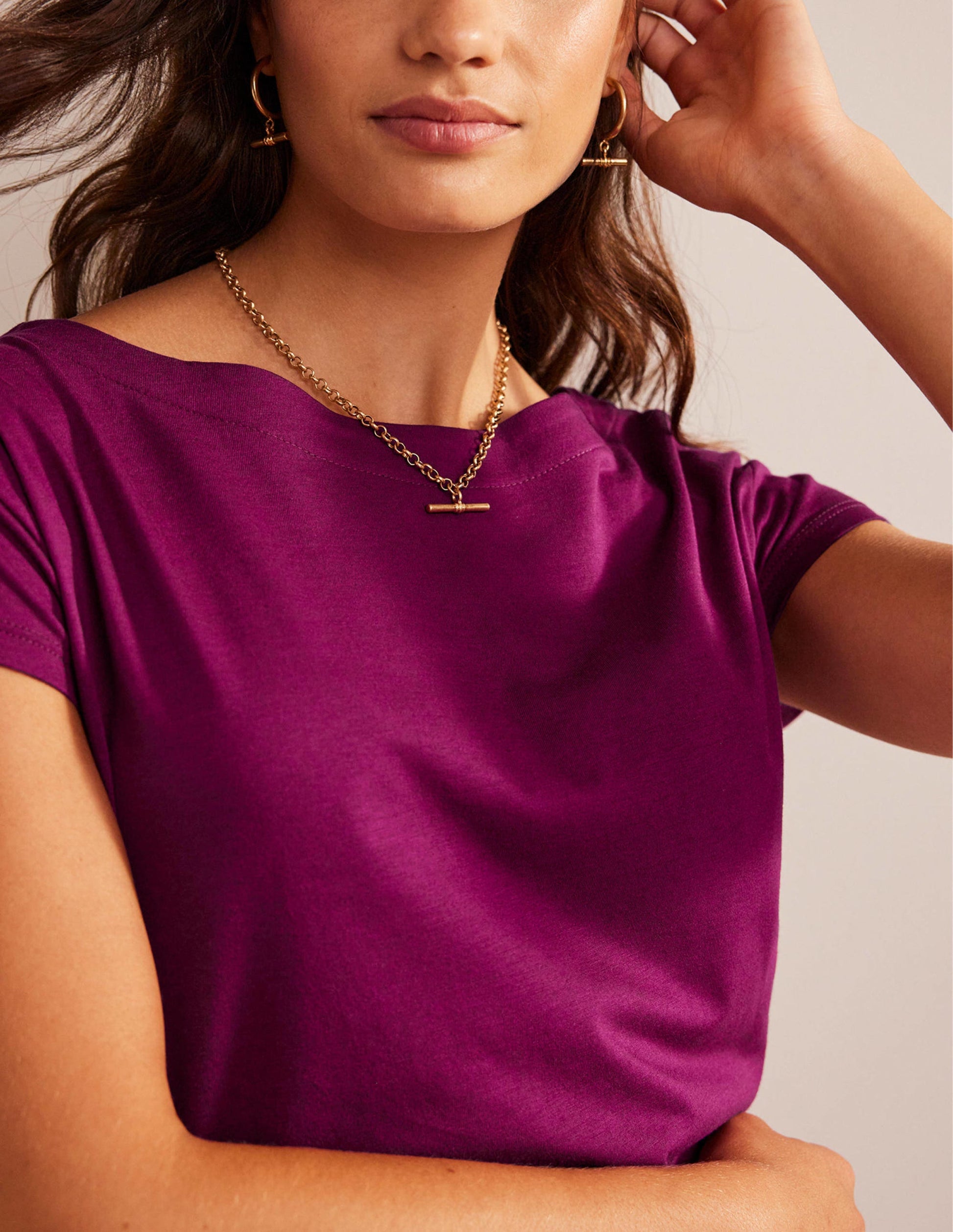 Supersoft Boat Neck T-Shirt-Damson Berry-2