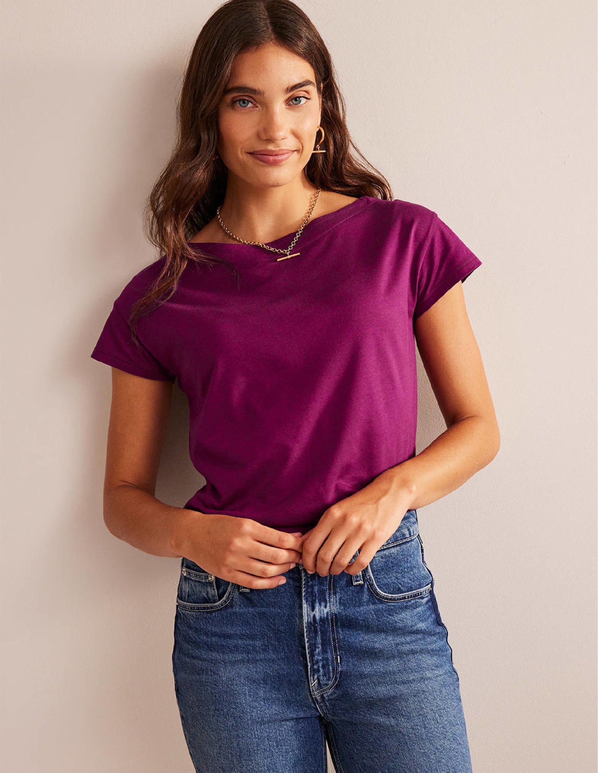 Supersoft Boat Neck T-Shirt-Damson Berry-4