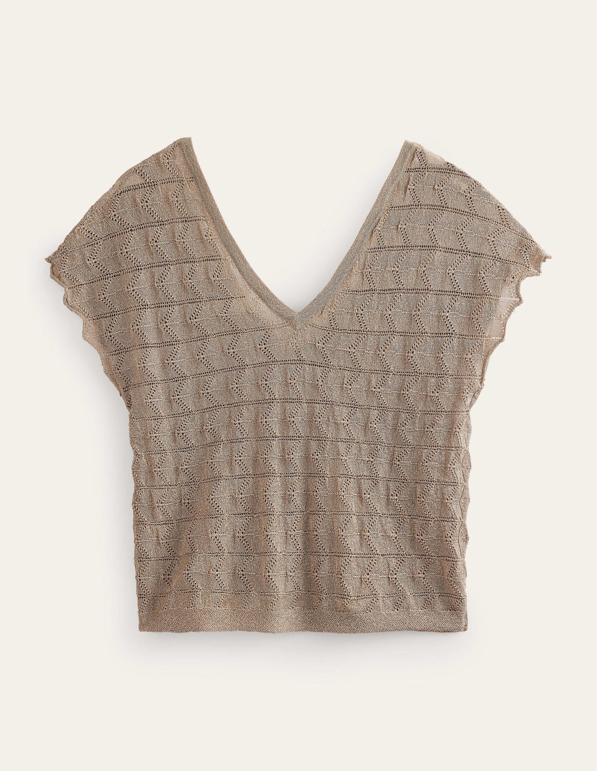 V-Neck Knitted Beach Top-Metallic Stone-5