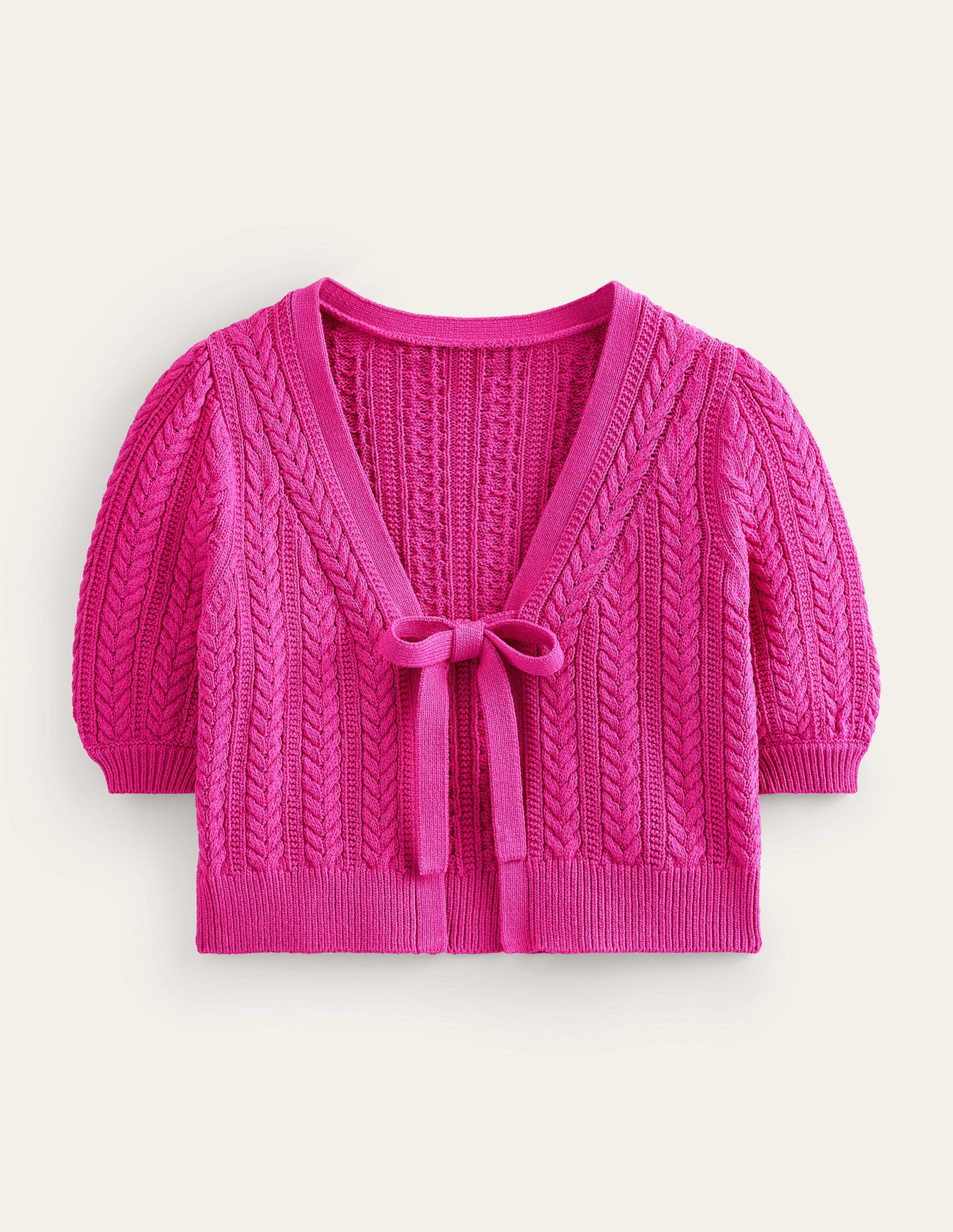 Bow-Trim Cropped Cardigan-Phlox Pink - Image 6