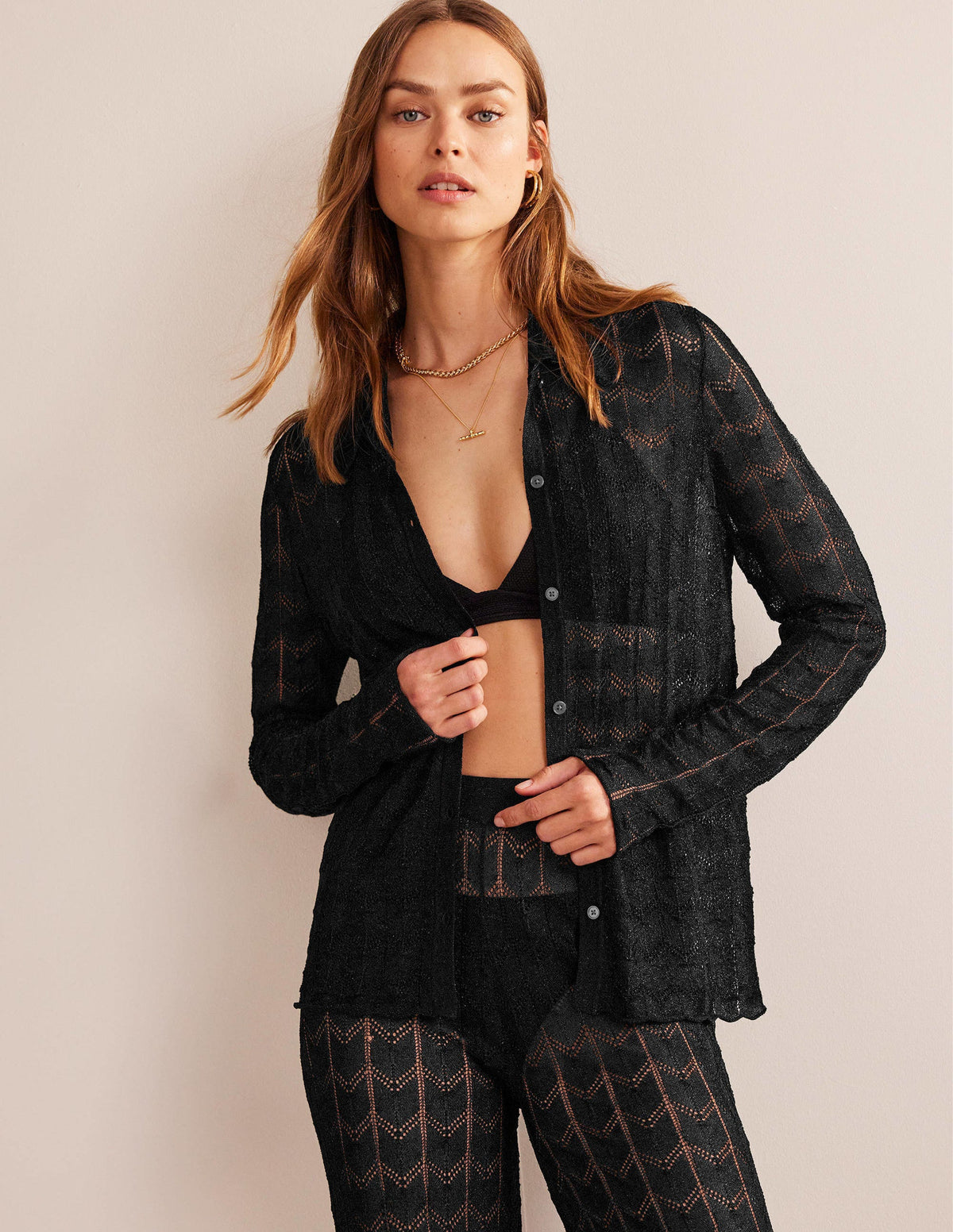 Knitted Beach Shirt-Metallic Black-4