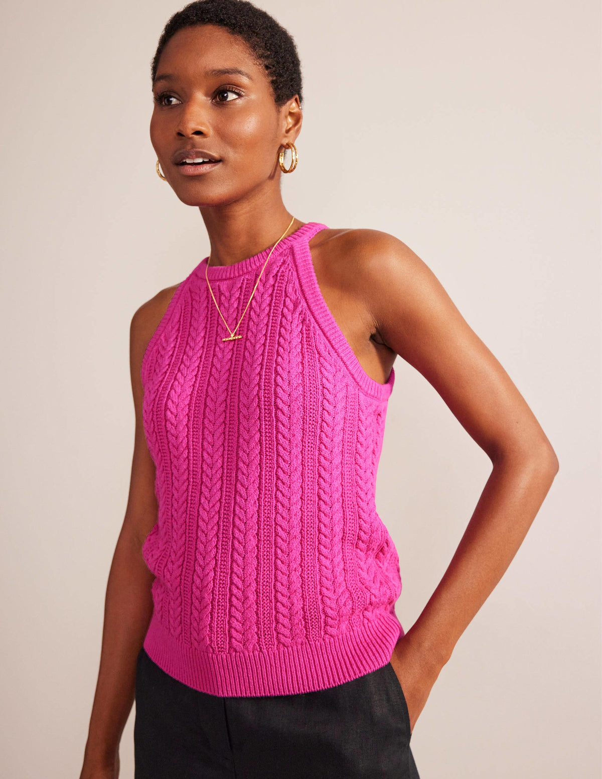 Stitch Knitted Tank-Phlox Pink - Image 1