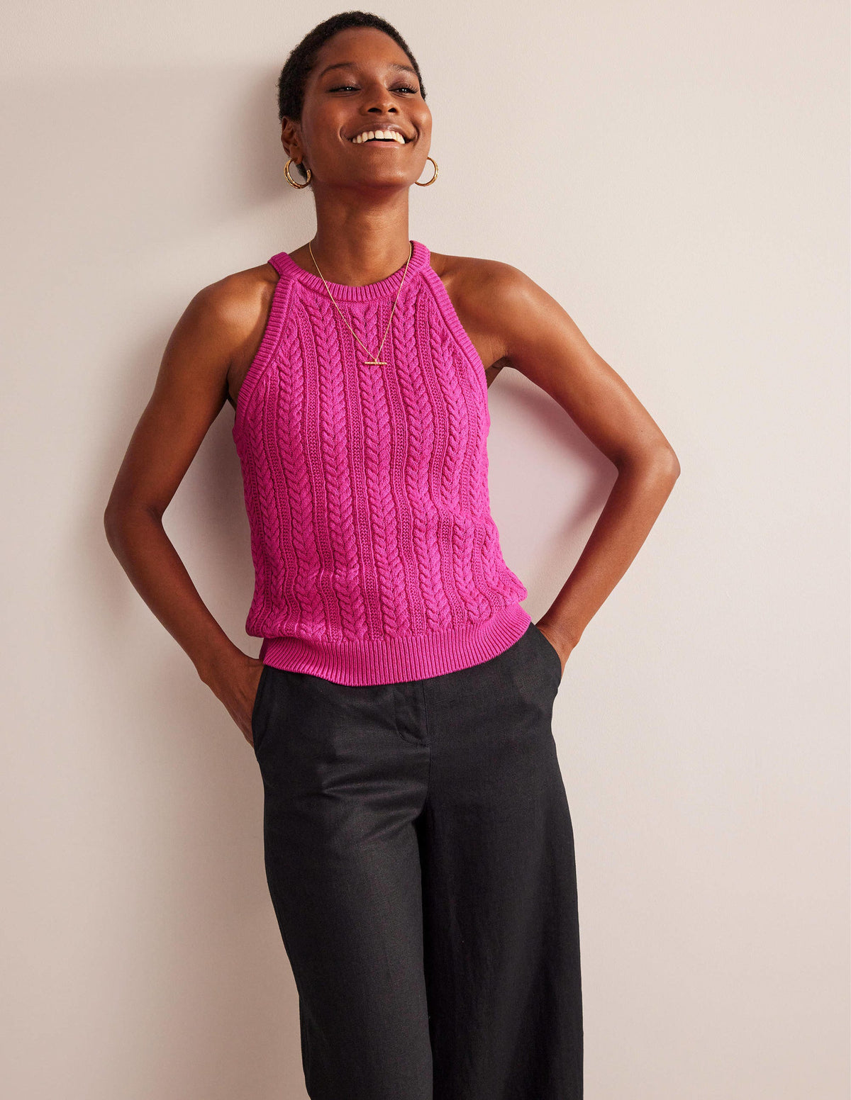Stitch Knitted Tank-Phlox Pink - Image 4