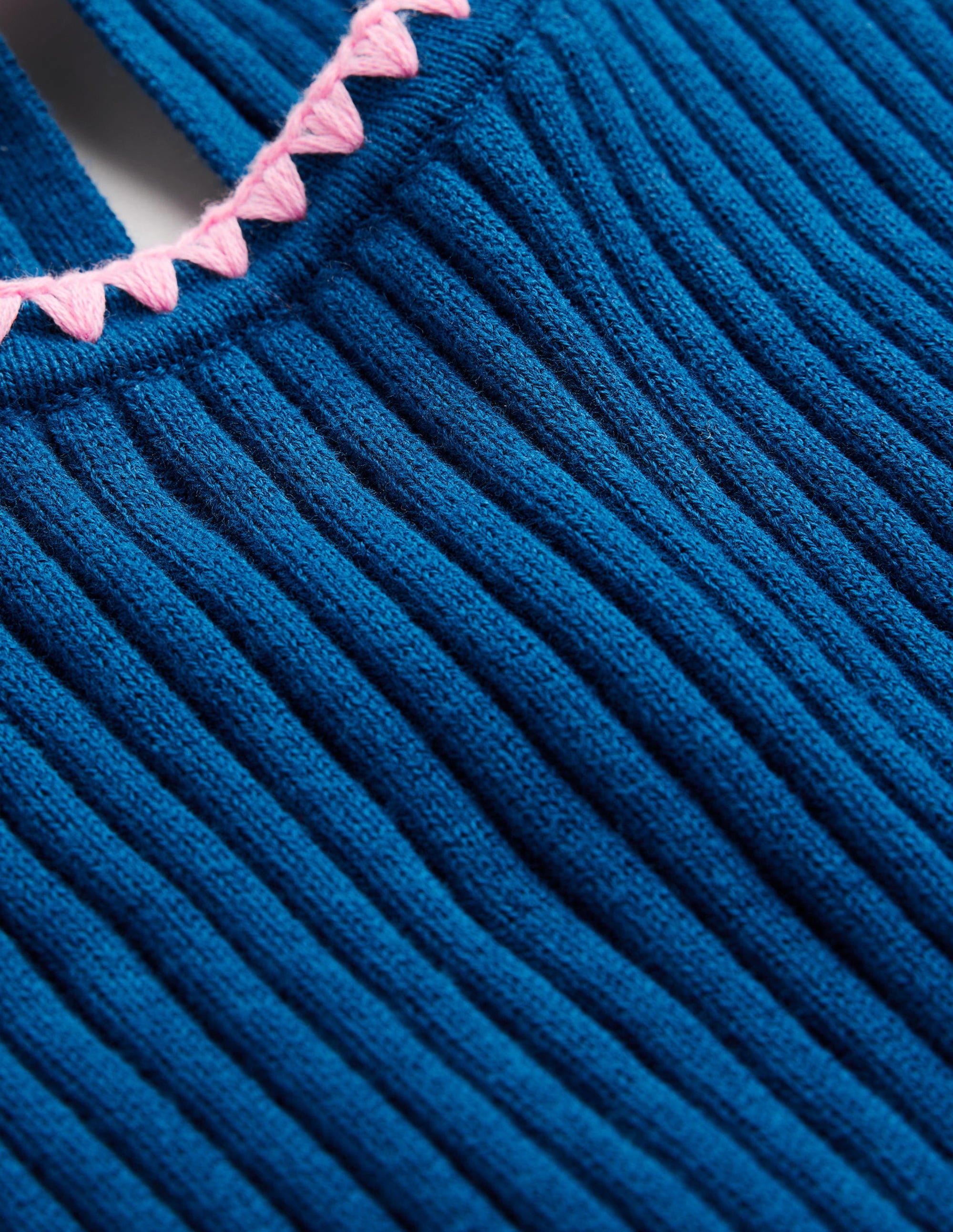 Crochet-Trim Knitted T-Shirt-Sapphire - Image 7