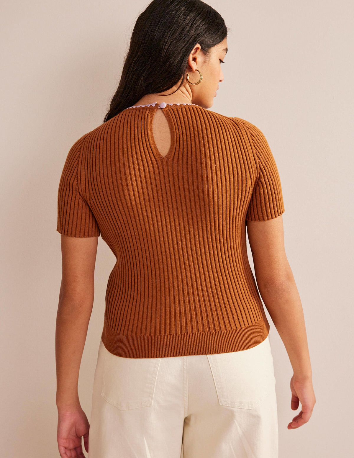 Crochet-Trim Knitted T-Shirt-Pumpkin - Image 6