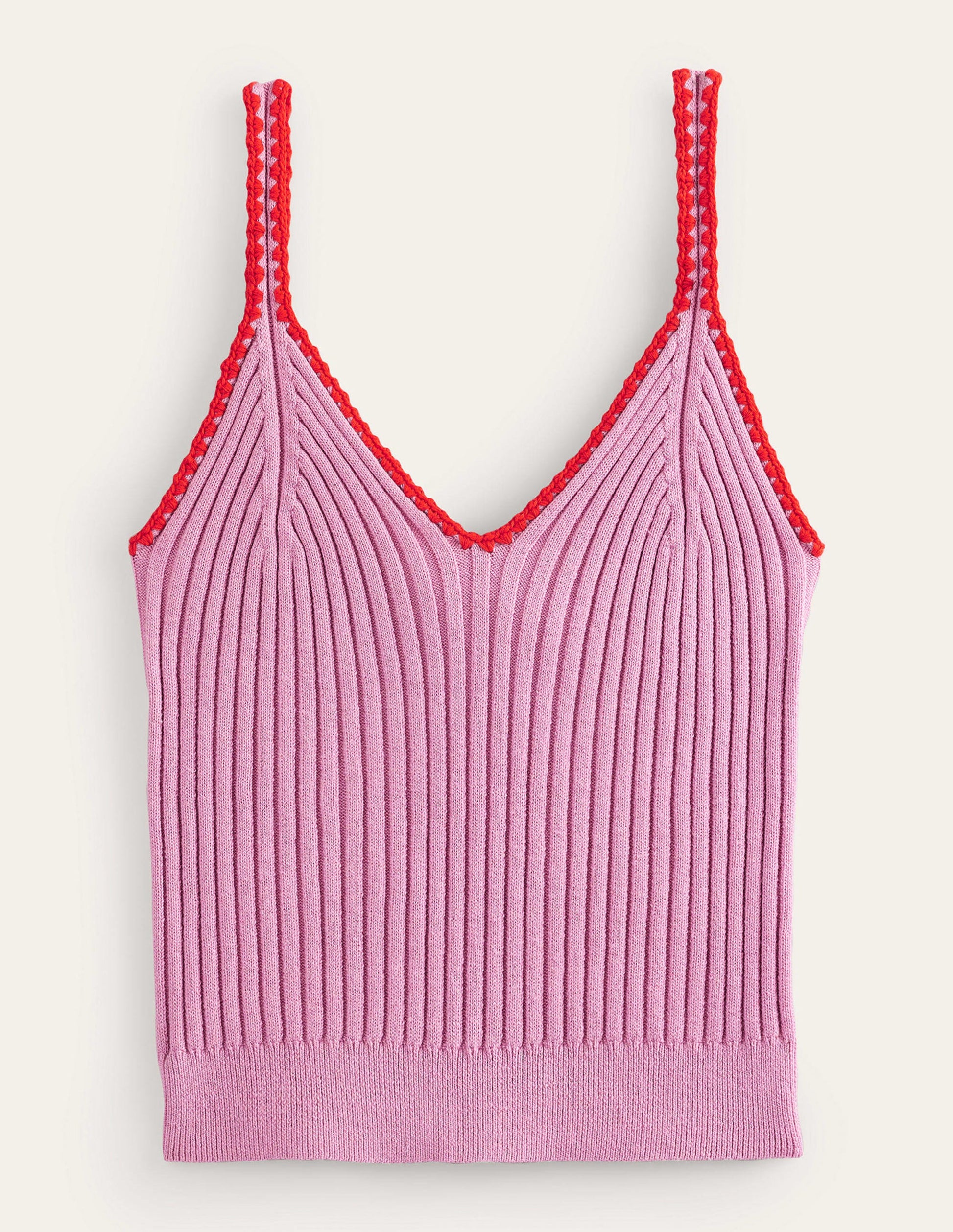 Crochet-Trim Knit Crop Vest-Soft Lavender-5