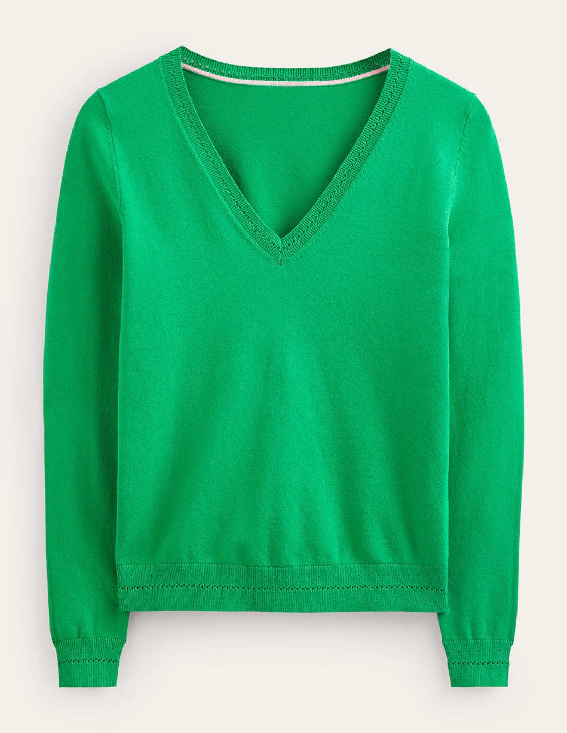 Catriona Cotton V-Neck Jumper-Fresh Mint Green-5