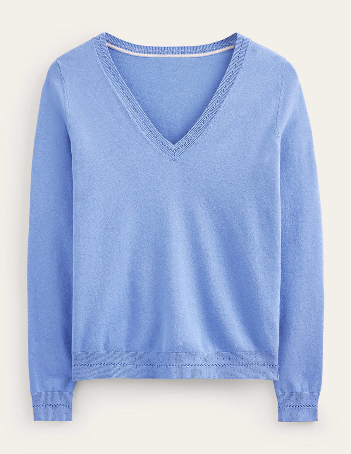 Catriona Cotton V-Neck Jumper-Marina - Image 5