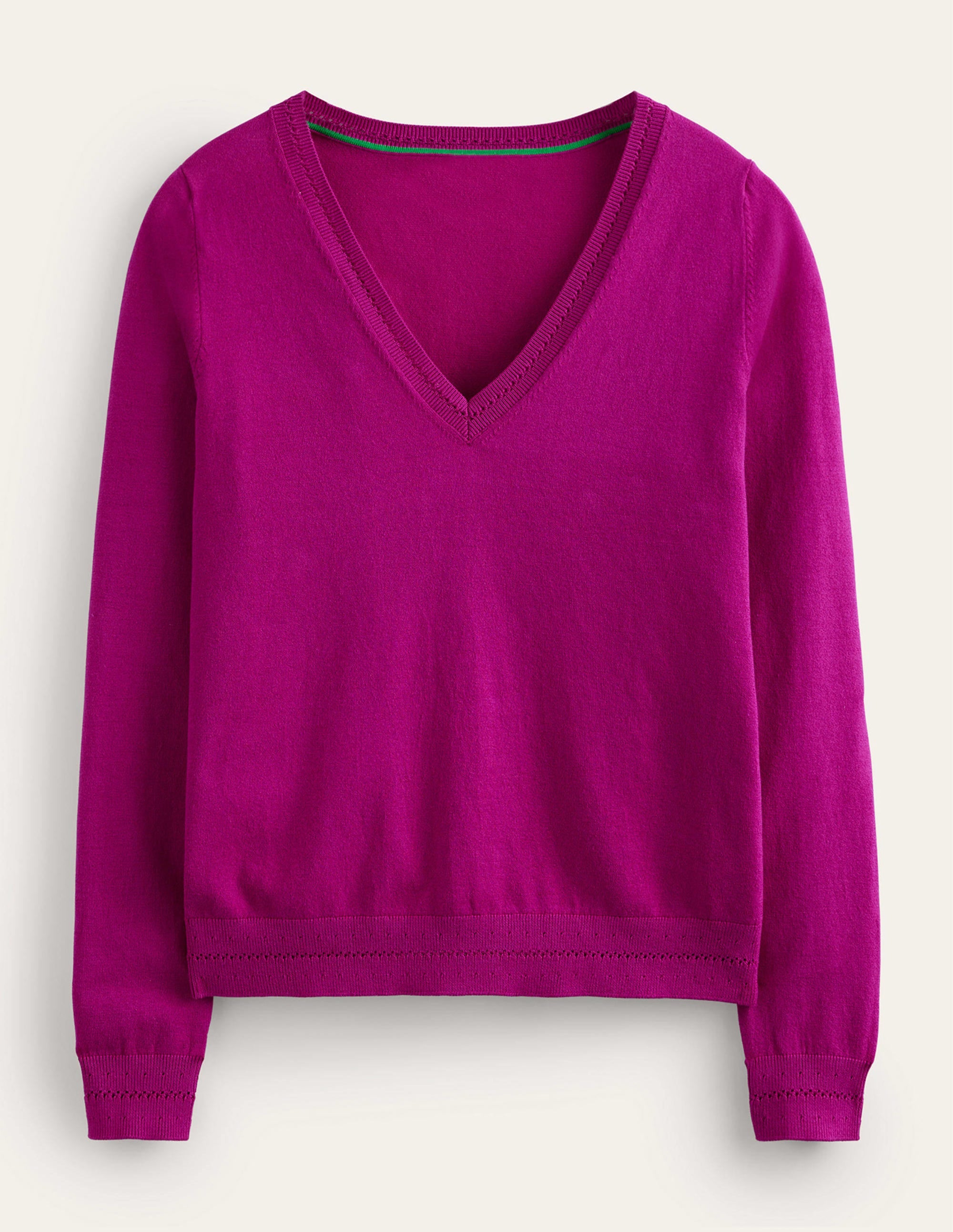 Catriona Cotton V-Neck Jumper-Festival Fuchsia - Image 6