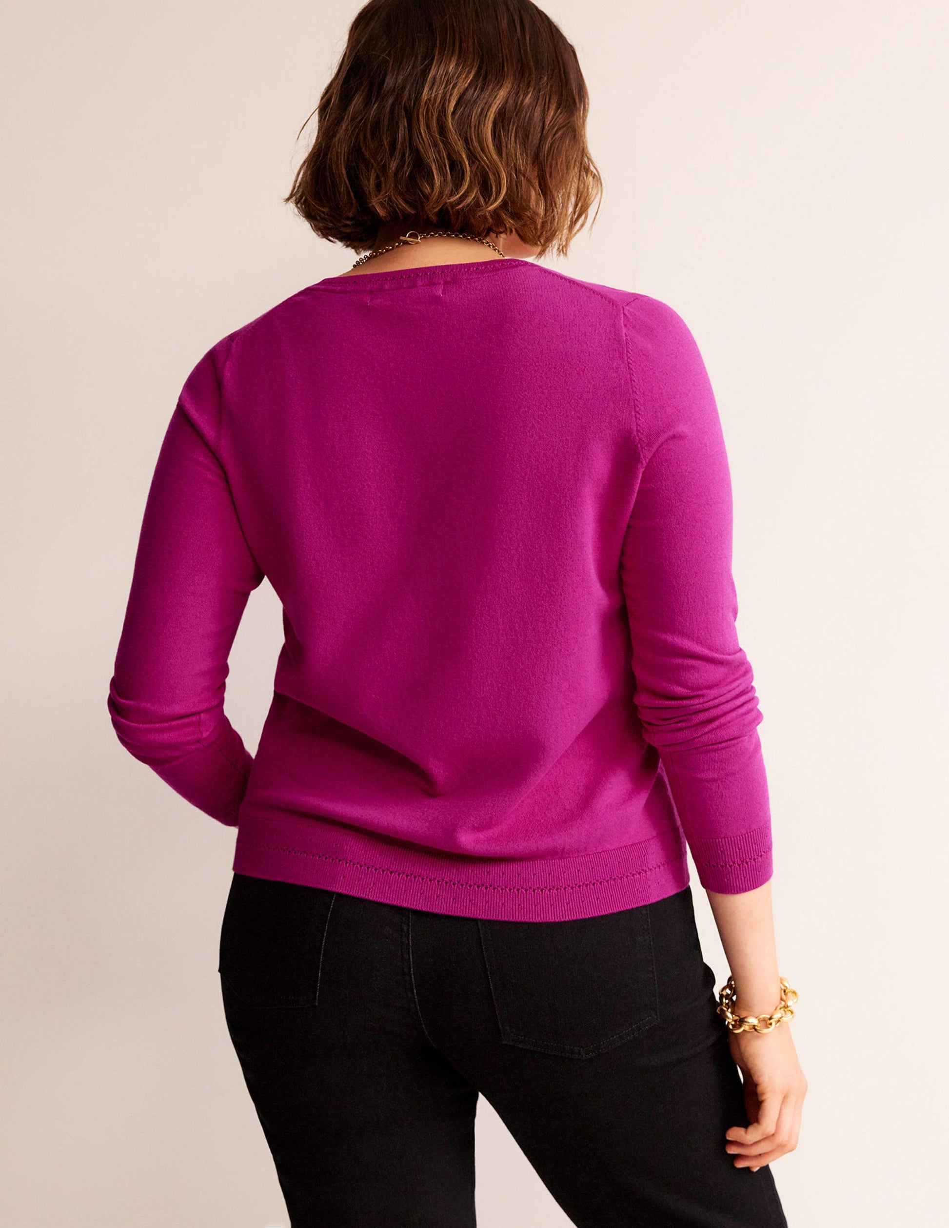 Catriona Cotton V-Neck Jumper-Festival Fuchsia-5