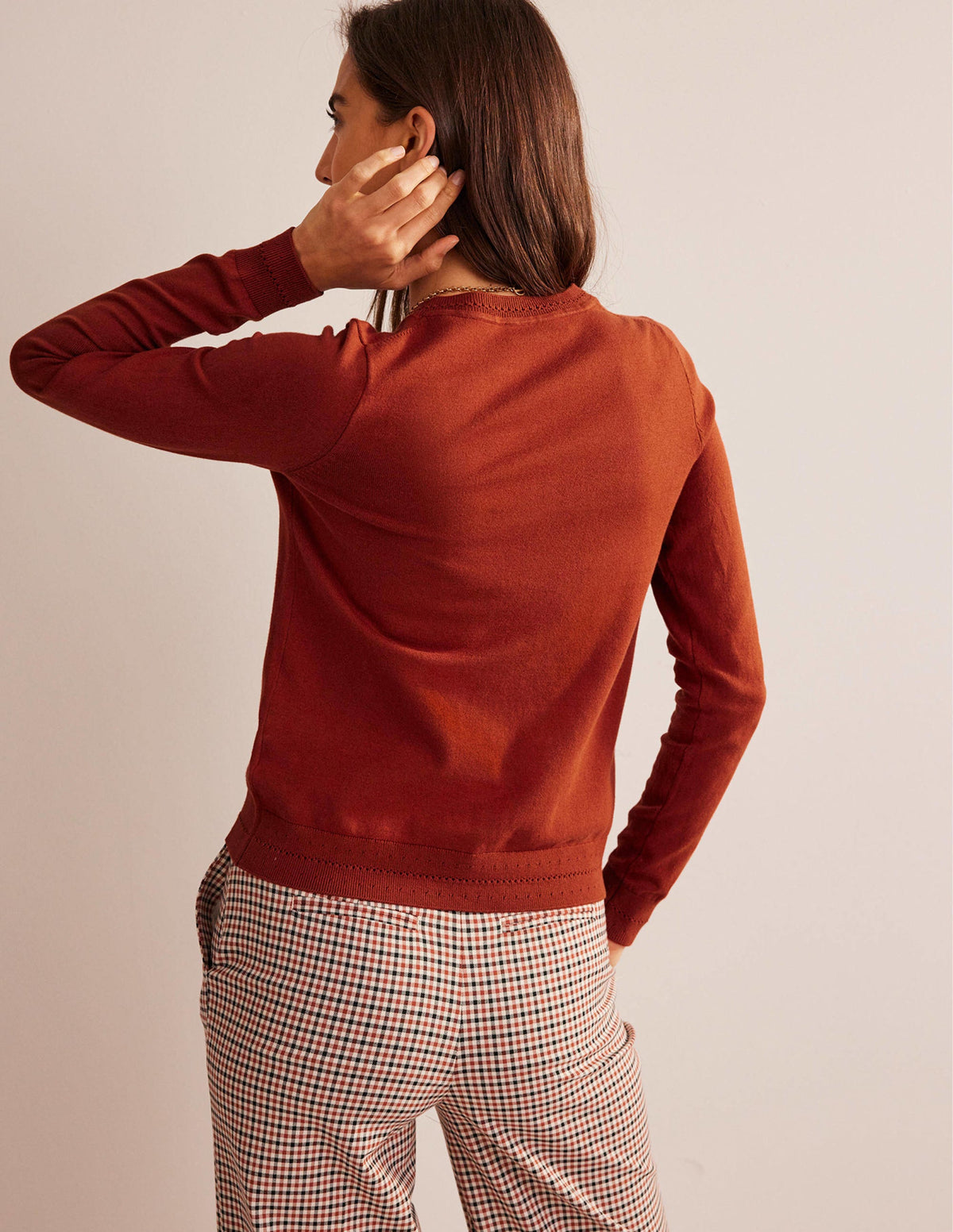 Catriona Cotton Cardigan-Chestnut Brown - Image 3