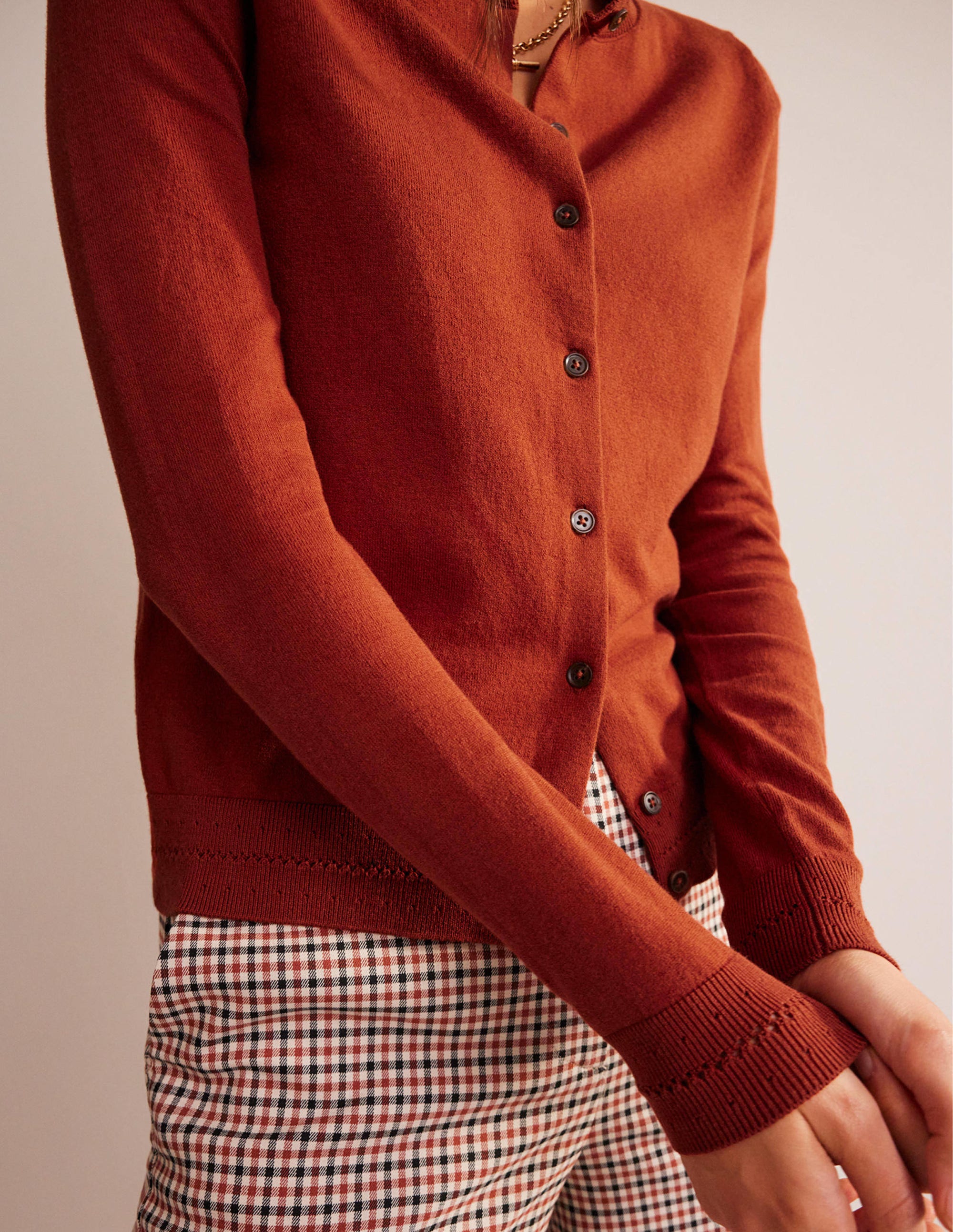 Catriona Cotton Cardigan-Chestnut Brown - Image 4