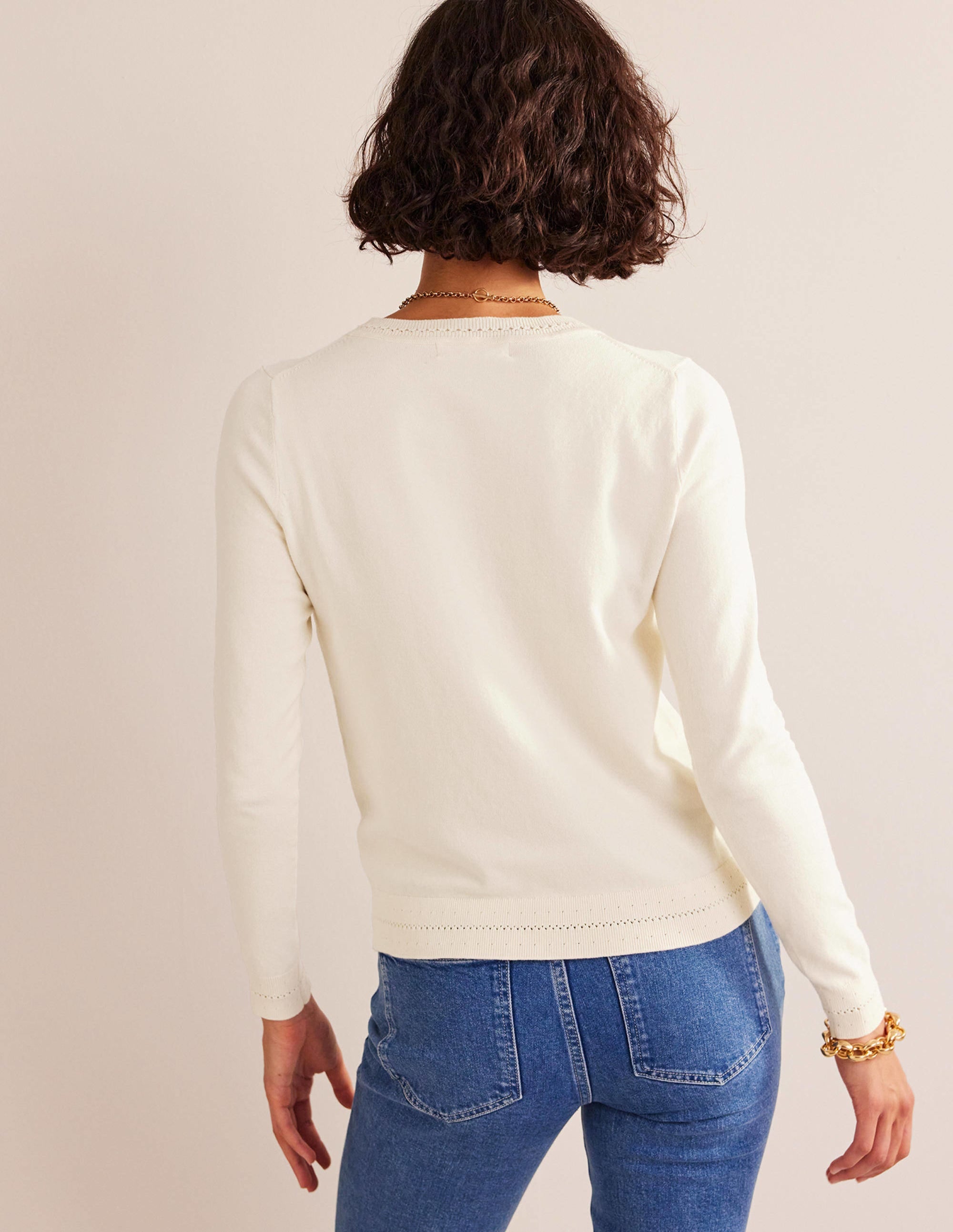 Catriona Cotton Cardigan-Warm Ivory - Image 4