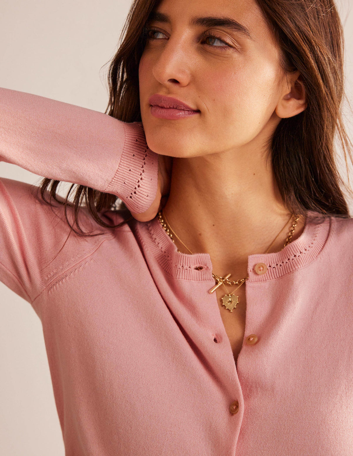 Catriona Cotton Cardigan-Peachskin - Image 2