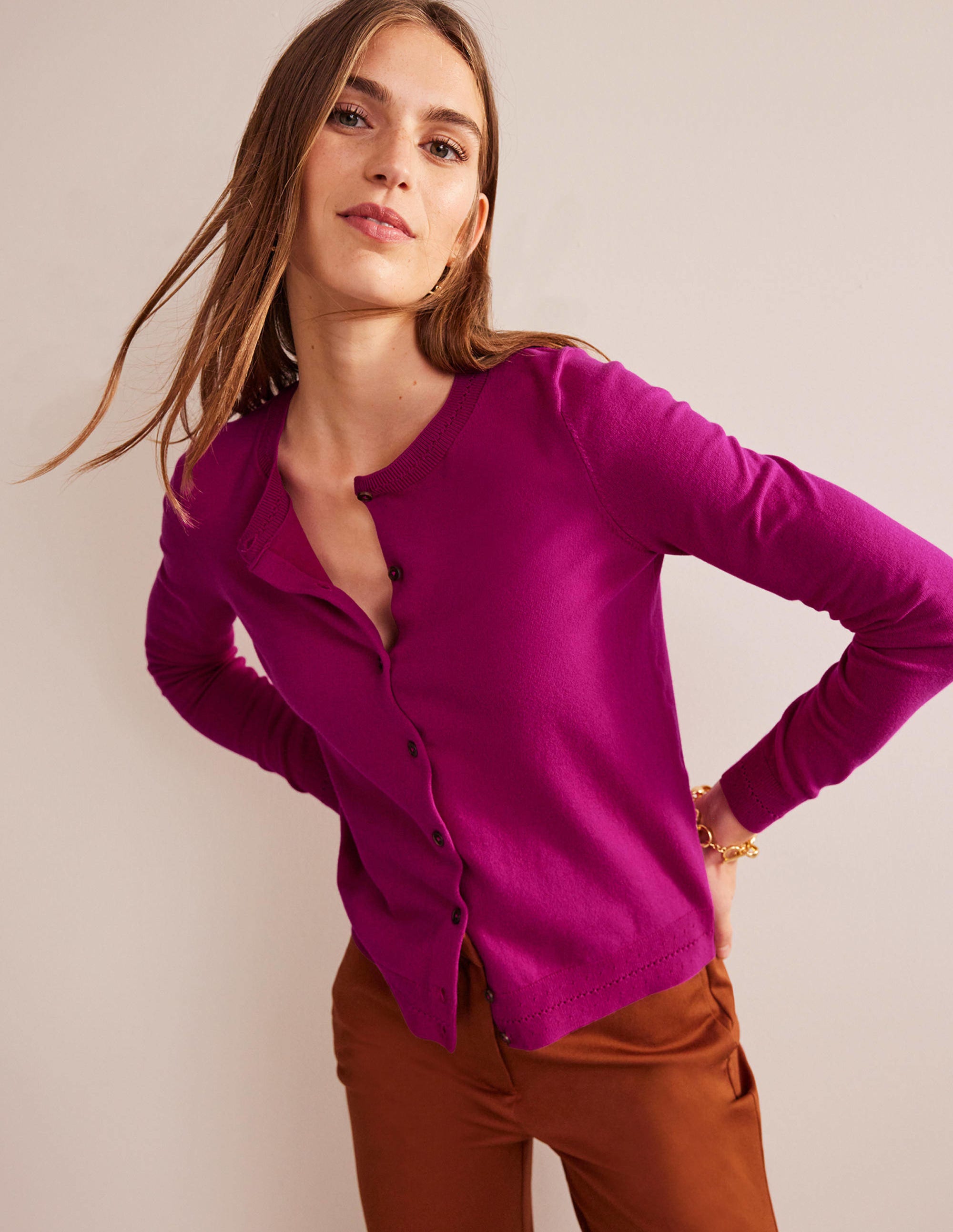 Catriona Cotton Cardigan-Festival Fuchsia - Image 1