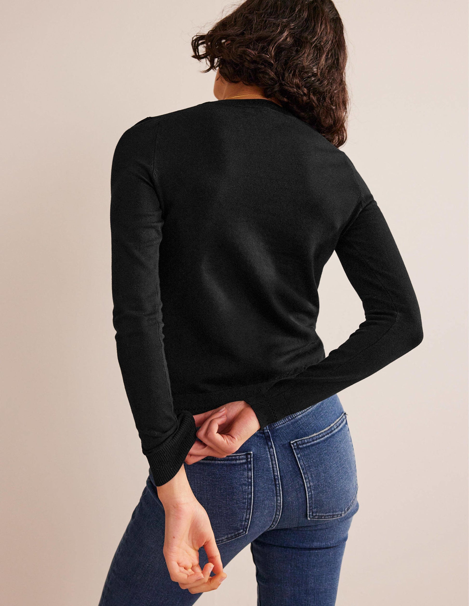 Catriona Cotton Crew Jumper-Black-3