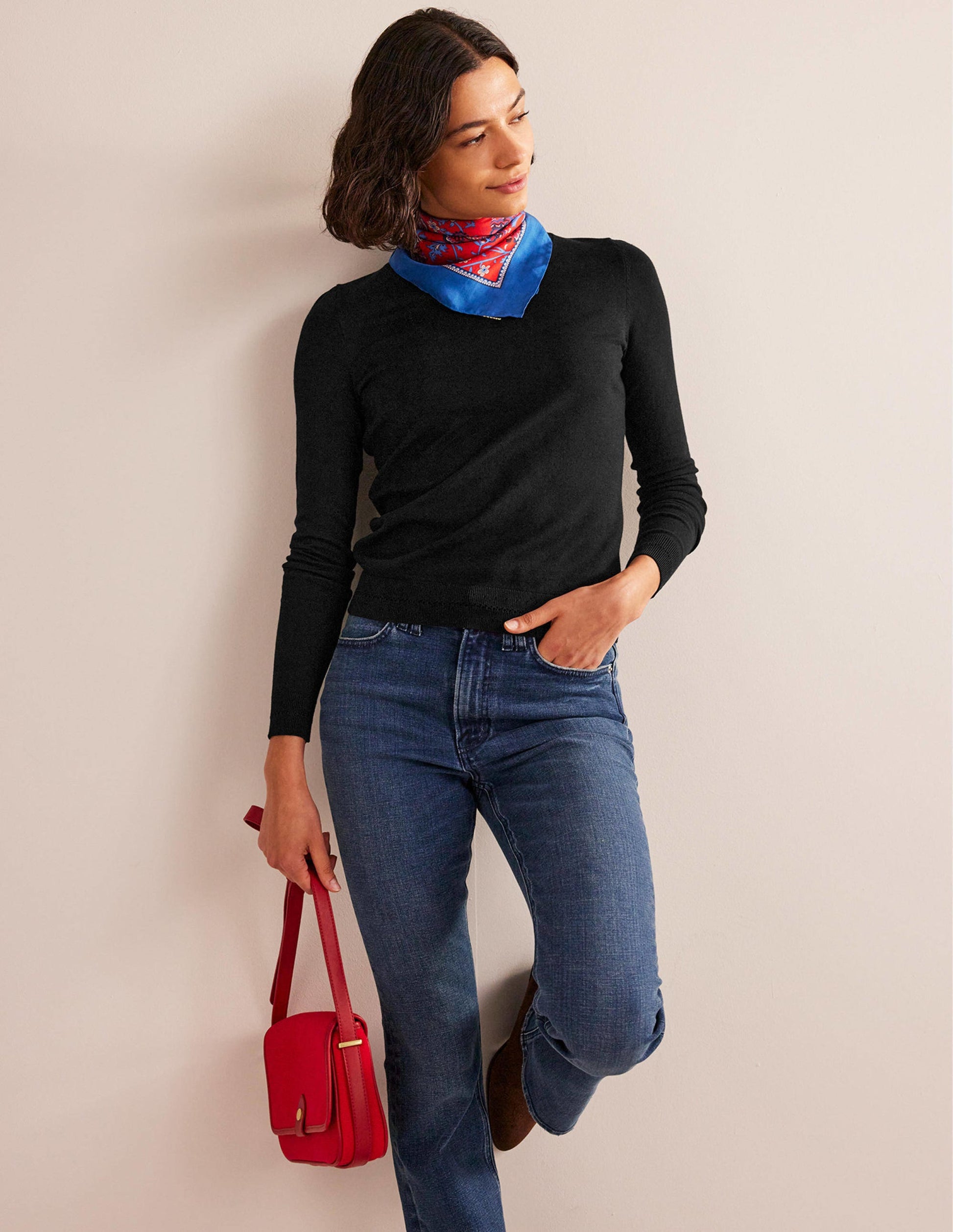 Catriona Cotton Crew Jumper-Black-4