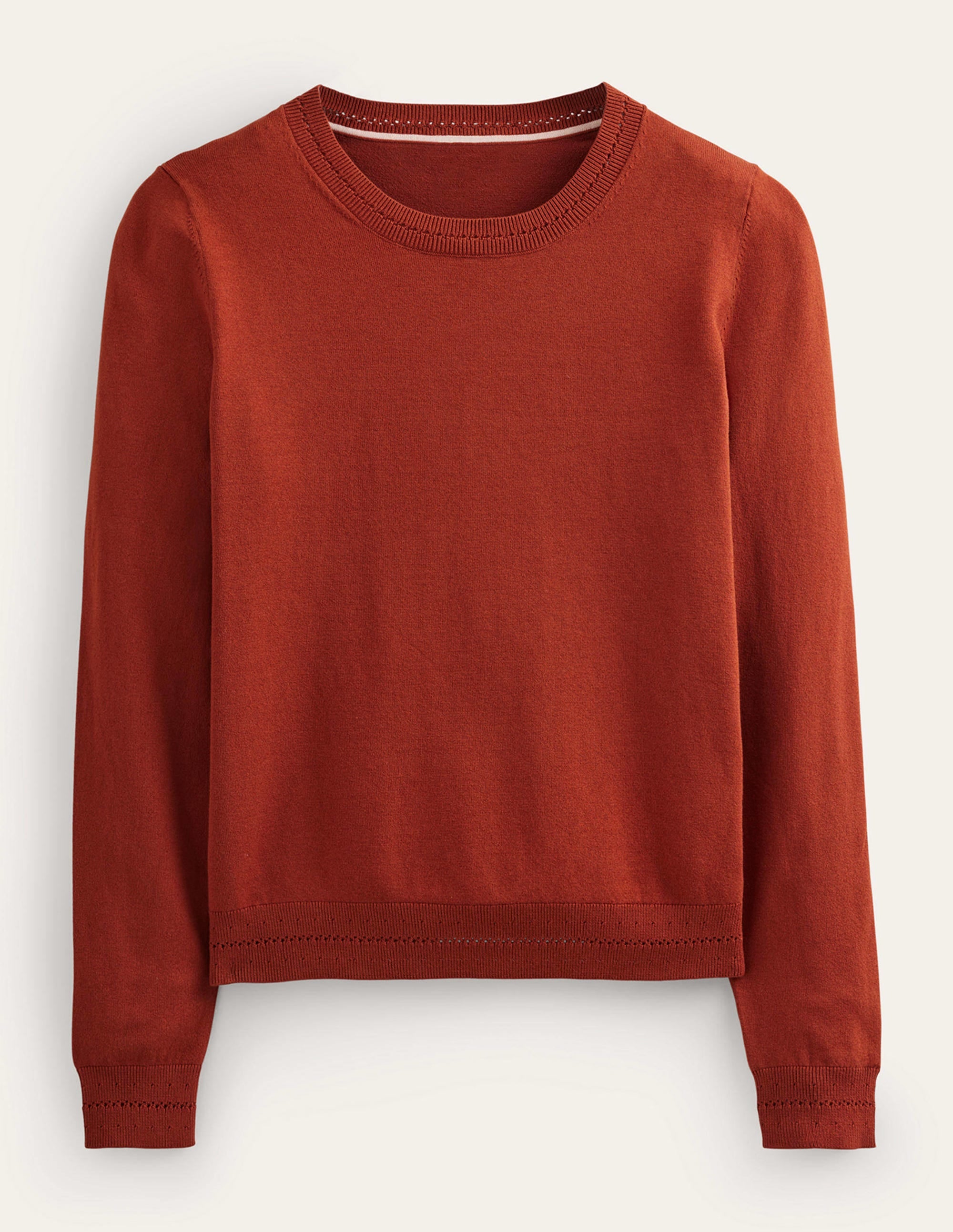 Catriona Cotton Crew Jumper-Chestnut Brown - Image 6