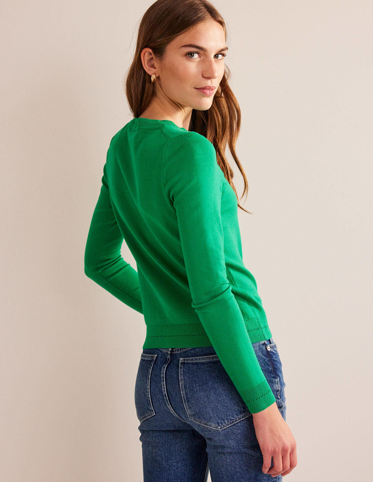Catriona Cotton Crew Jumper-Fresh Mint Green - Image 3