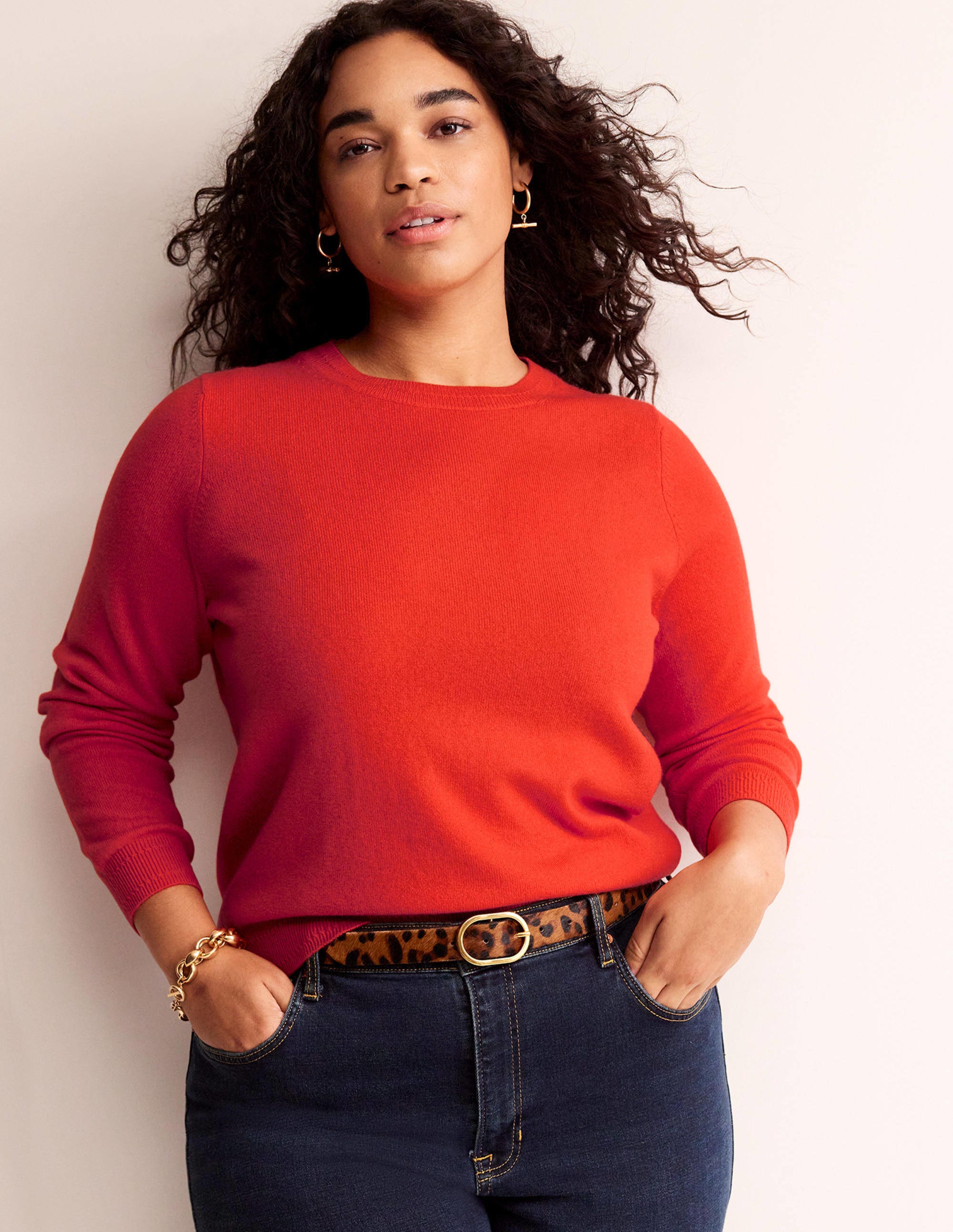 Eva Cashmere Crew Neck Jumper-Firecracker Red - Image 5