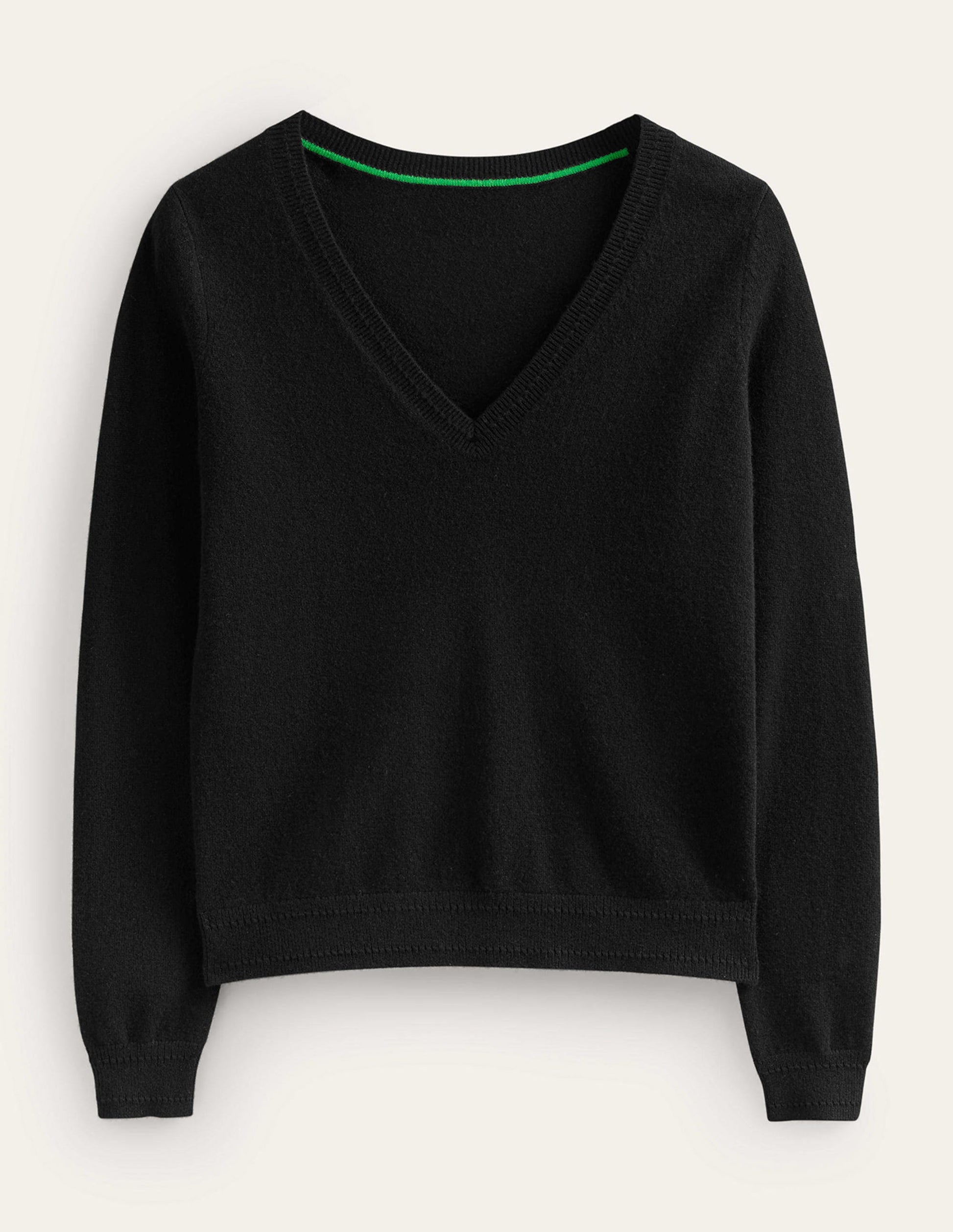Eva Cashmere V-neck Jumper-Black Boden UK