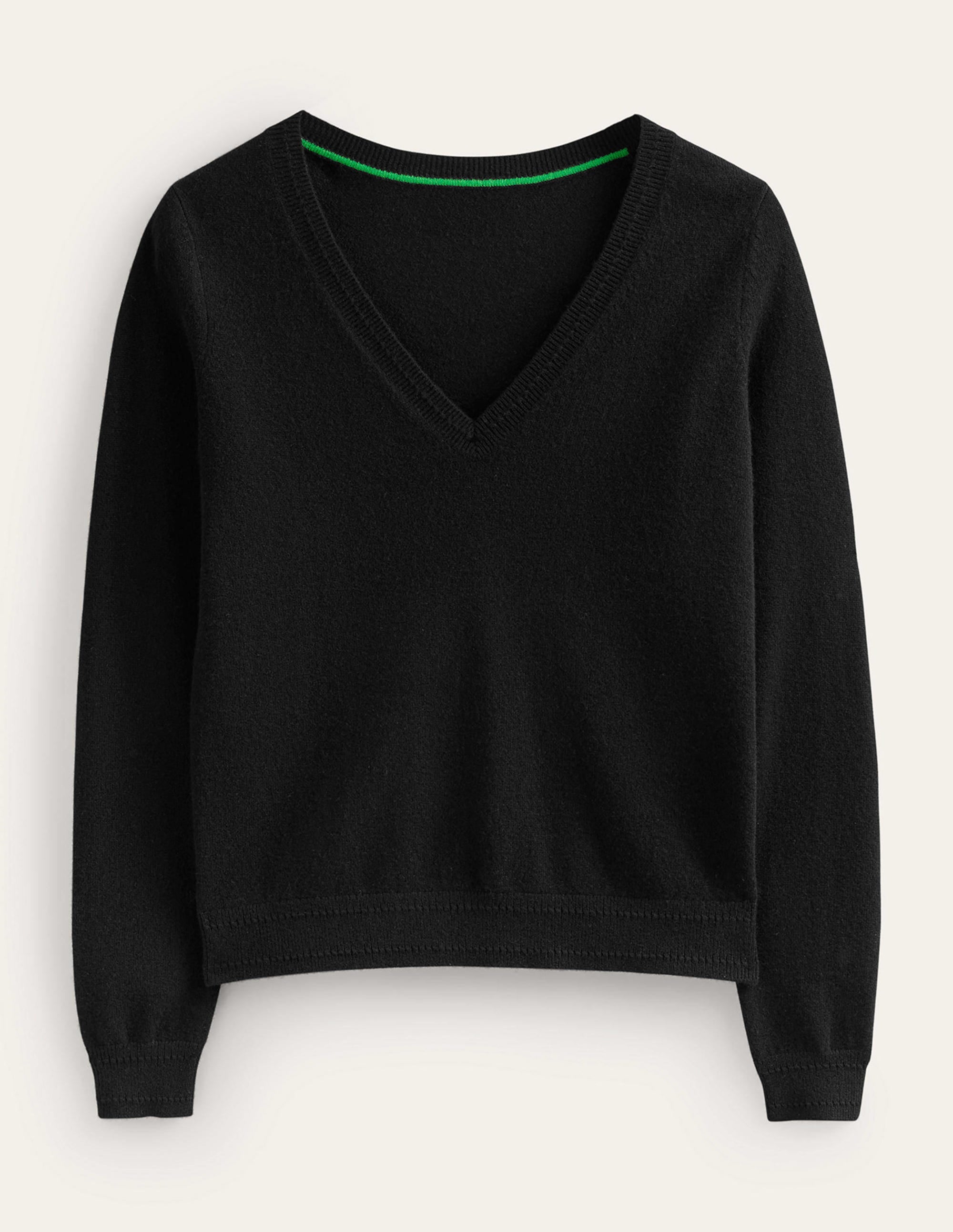 Eva Cashmere V-neck Jumper-Black - Image 6