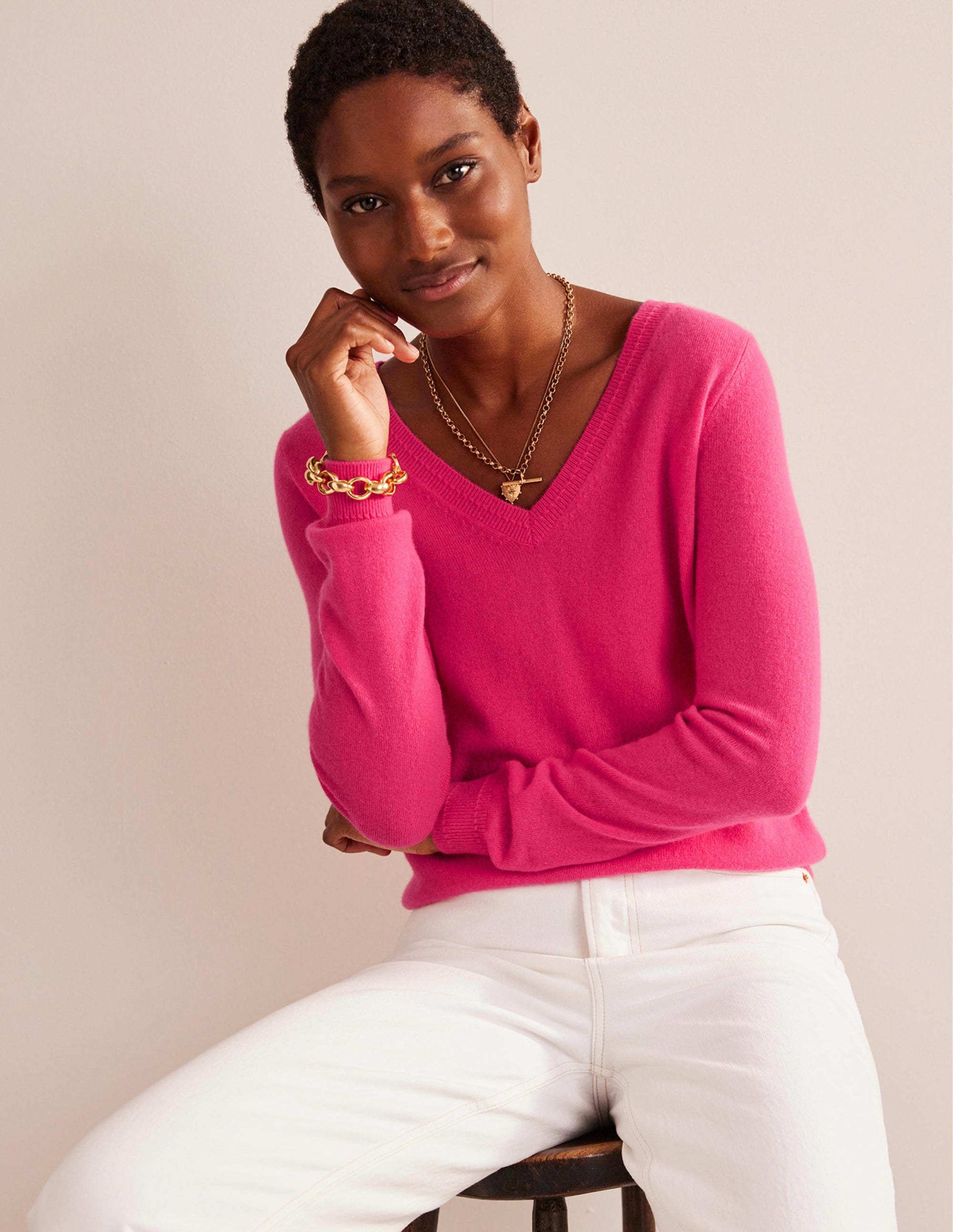 Eva Cashmere V-neck Jumper-Jazzy - Image 1